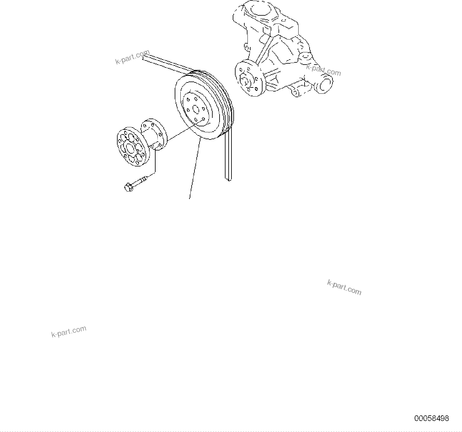 Komatsu parts book diagram for PC118MR-8 S/N F00003 AND UP: COOLING FAN DRIVE PULLEY