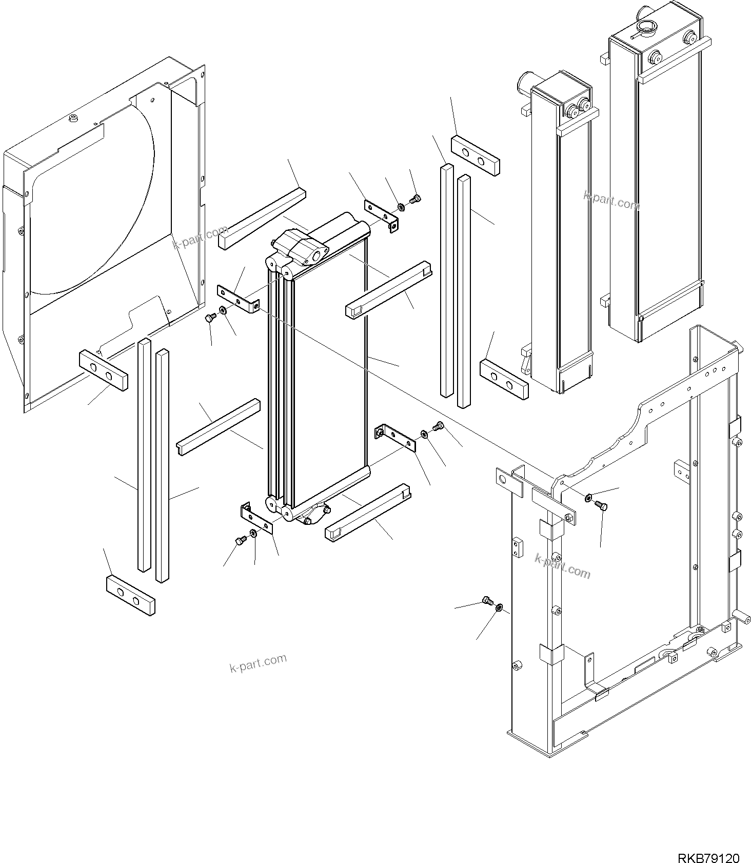 Komatsu parts book diagram for PC118MR-8 S/N F00003 AND UP: COOLING SYSTEM, RADIATOR (2/4)