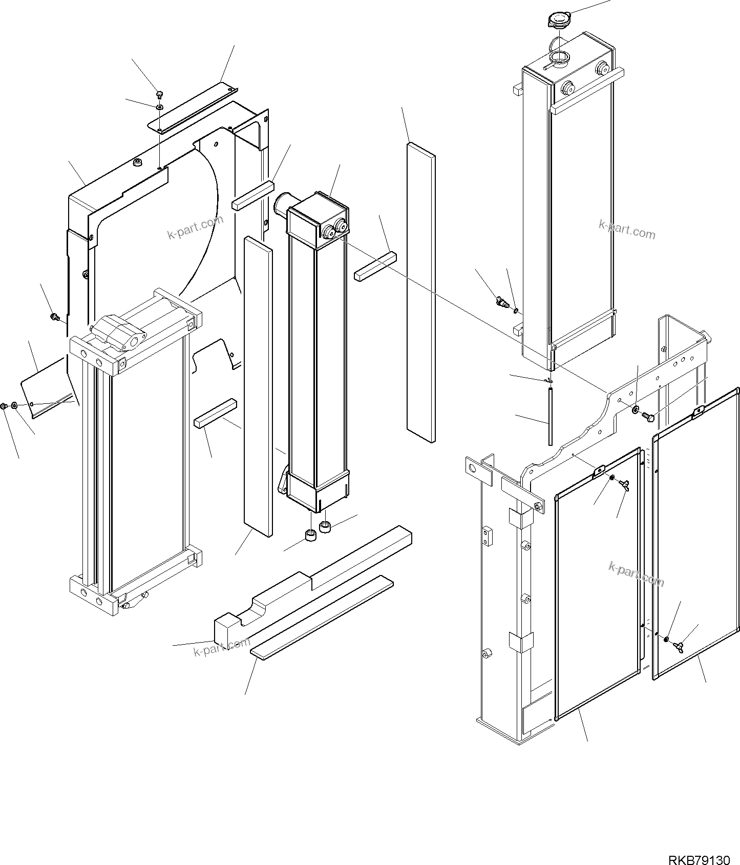 Komatsu parts book diagram for PC118MR-8 S/N F00003 AND UP: COOLING SYSTEM, RADIATOR (3/4)