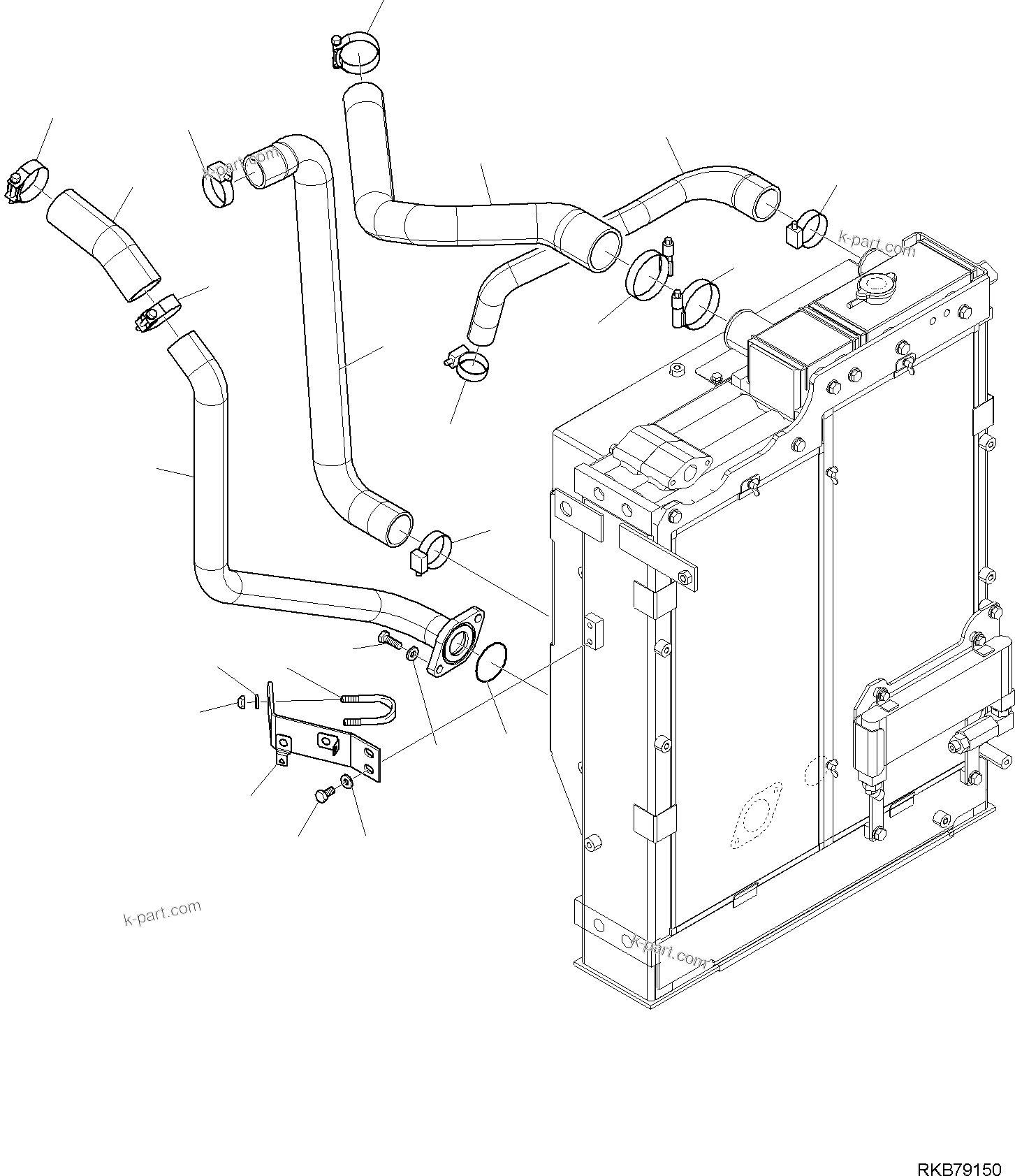 Komatsu parts book diagram for PC118MR-8 S/N F00003 AND UP: COOLING SYSTEM, CIRCUIT
