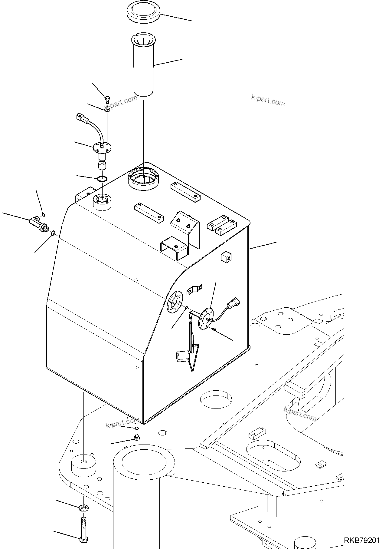 Komatsu parts book diagram for PC118MR-8 S/N F00003 AND UP: FUEL TANK AUTOREFUEL