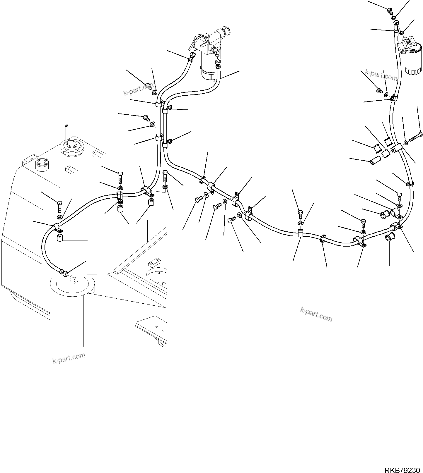 Komatsu parts book diagram for PC118MR-8 S/N F00003 AND UP: FUEL SUPPLY CIRCUIT, SUCTION CIRCUIT