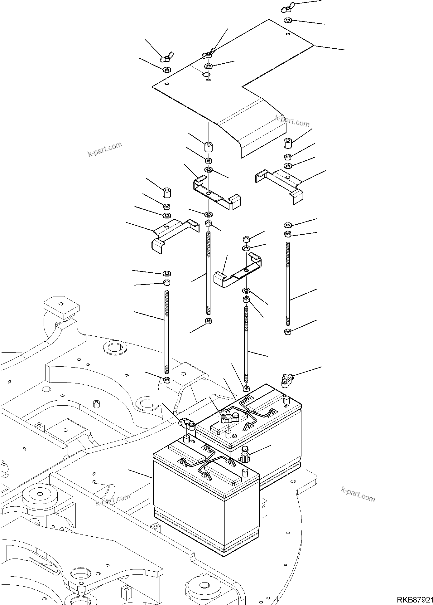 Komatsu parts book diagram for PC118MR-8 S/N F00003 AND UP: BATTERY