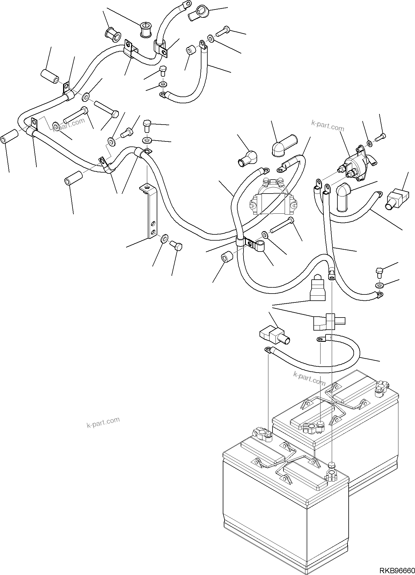 Komatsu parts book diagram for PC118MR-8 S/N F00003 AND UP: BATTERY CIRCUIT