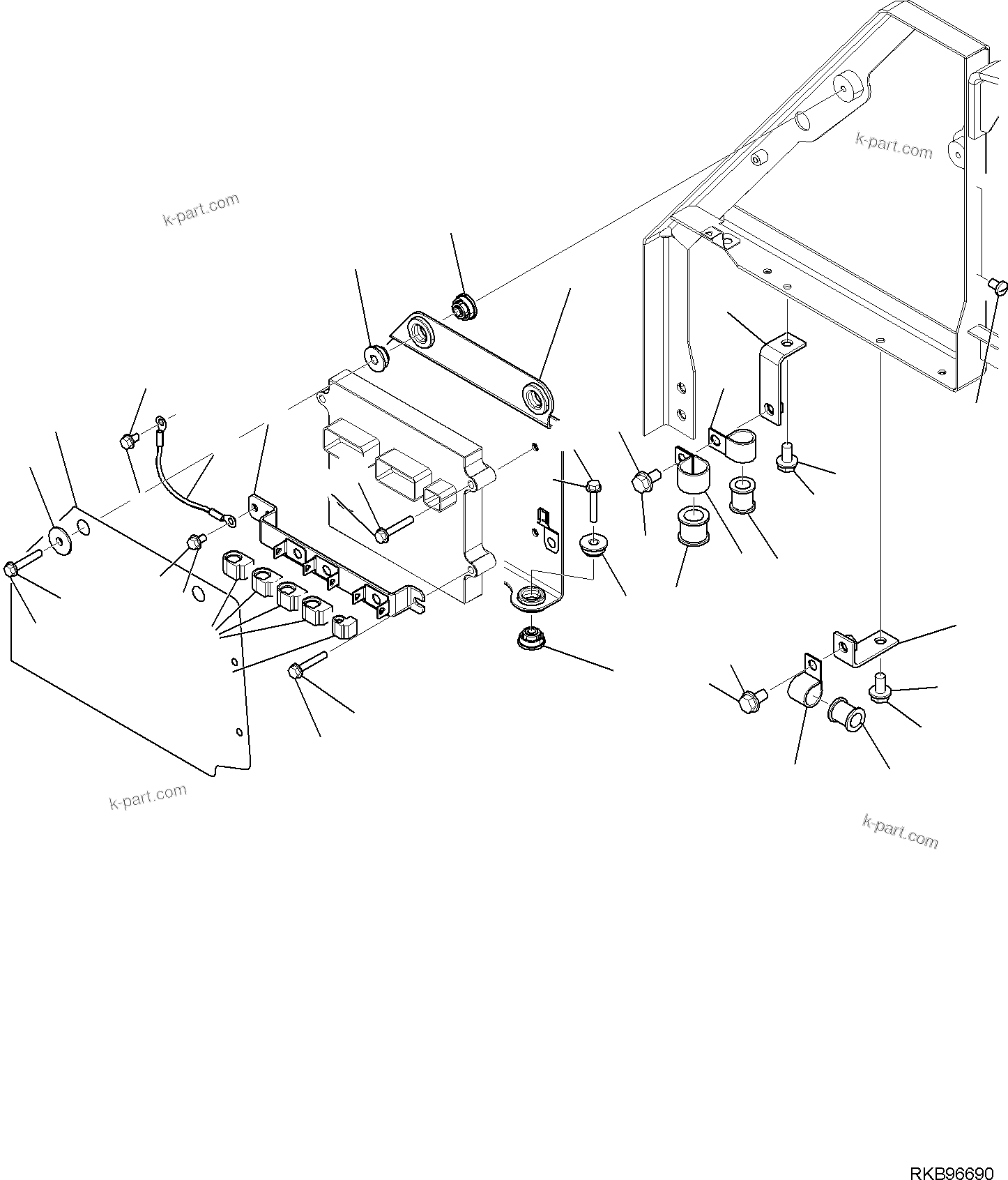 Komatsu parts book diagram for PC118MR-8 S/N F00003 AND UP: ELECTRIC WIRING, WIRE HARNESS CLAMP, ENGINE CONTROLLER