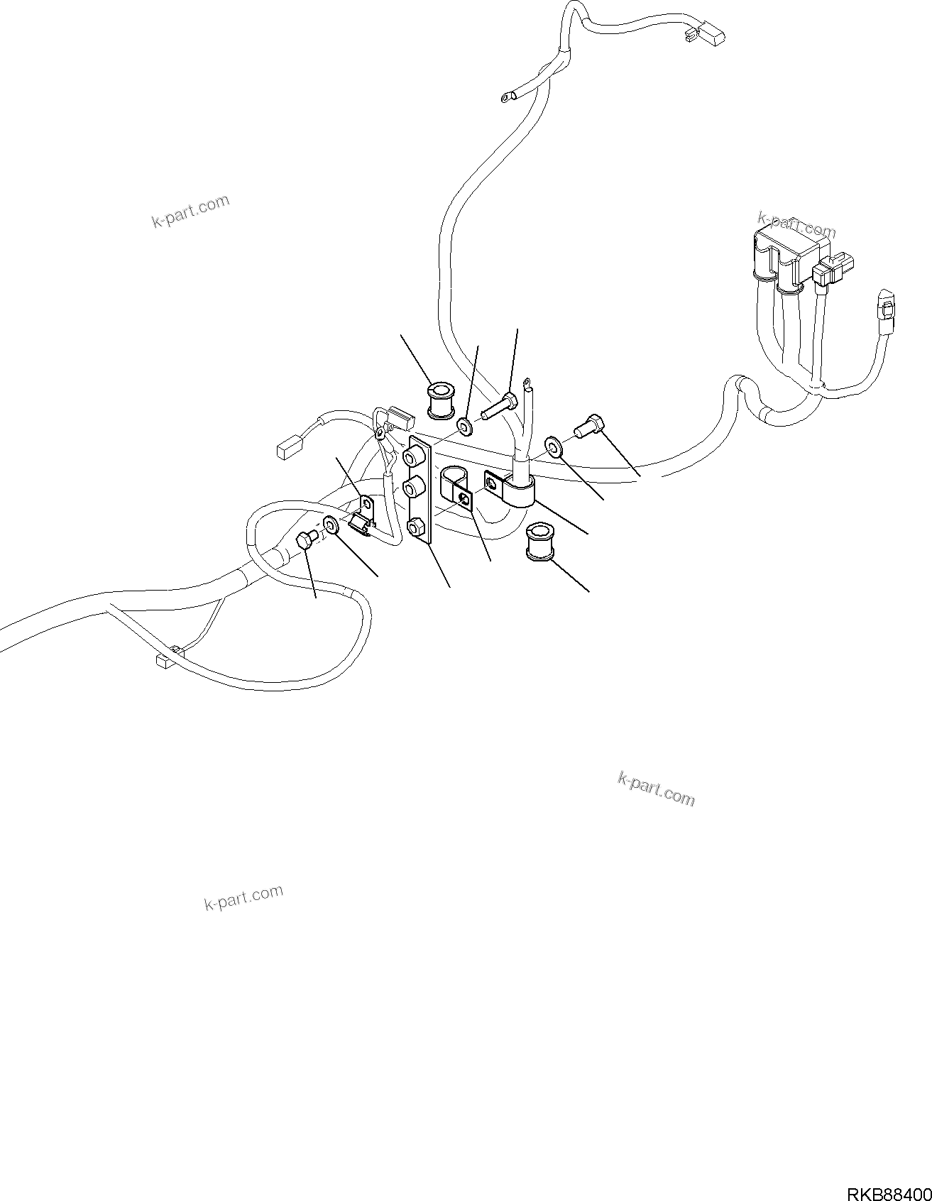 Komatsu parts book diagram for PC118MR-8 S/N F00003 AND UP: ELECTRIC WIRING, WIRE HARNESS CLAMP, ENGINE (3/3)