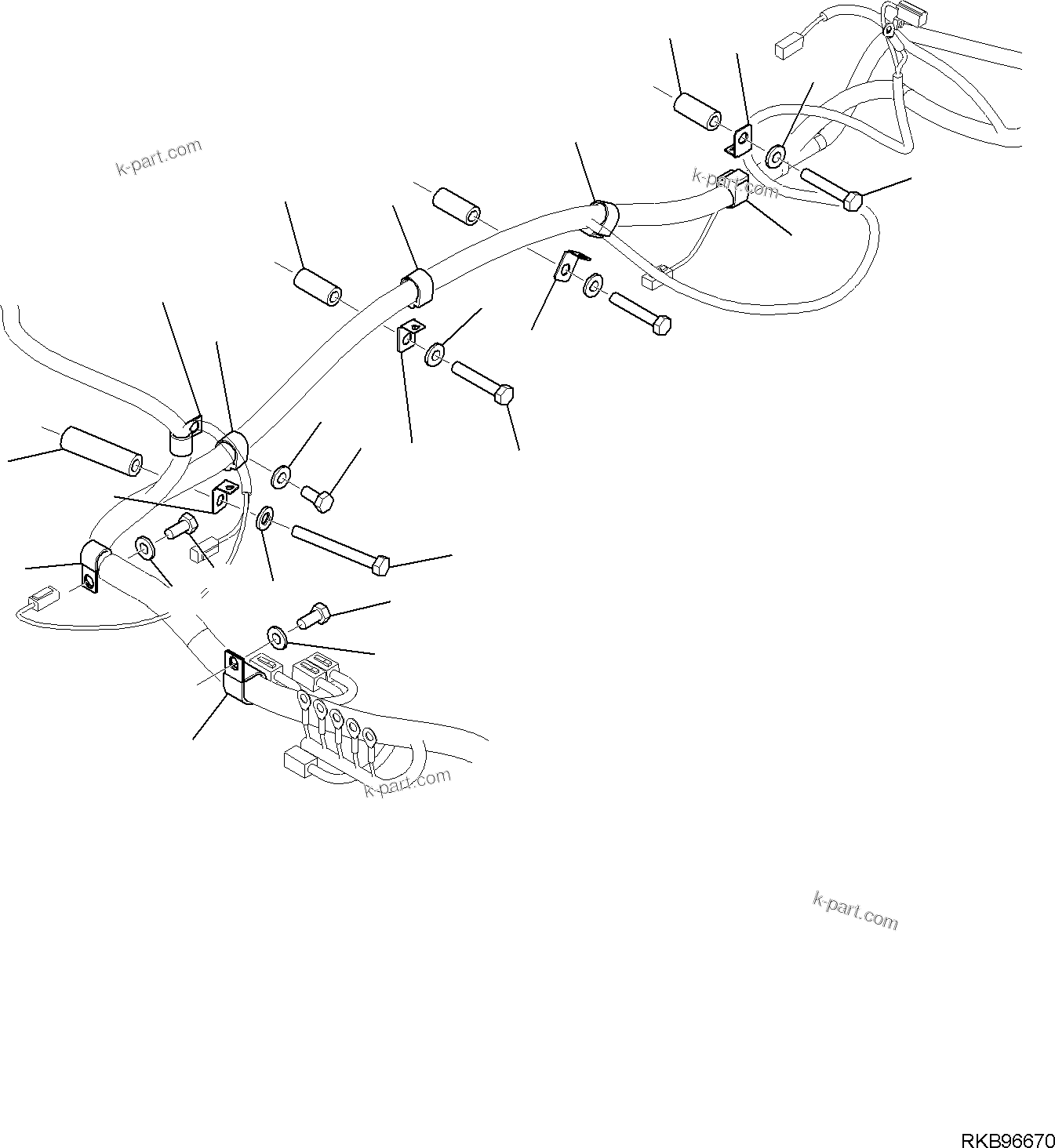 Komatsu parts book diagram for PC118MR-8 S/N F00003 AND UP: ELECTRIC WIRING, WIRE HARNESS CLAMP, REVOLVING FRAME