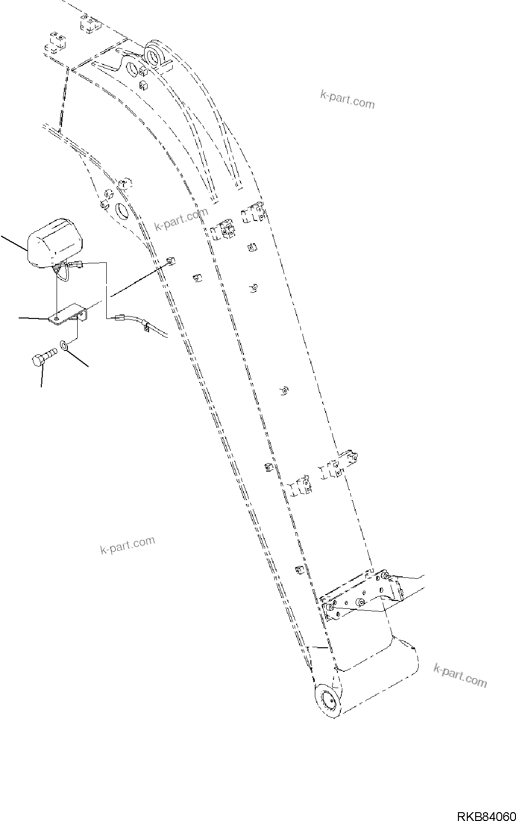 Komatsu parts book diagram for PC118MR-8 S/N F00003 AND UP: ADDITIONAL WORKING LAMP, BOOM