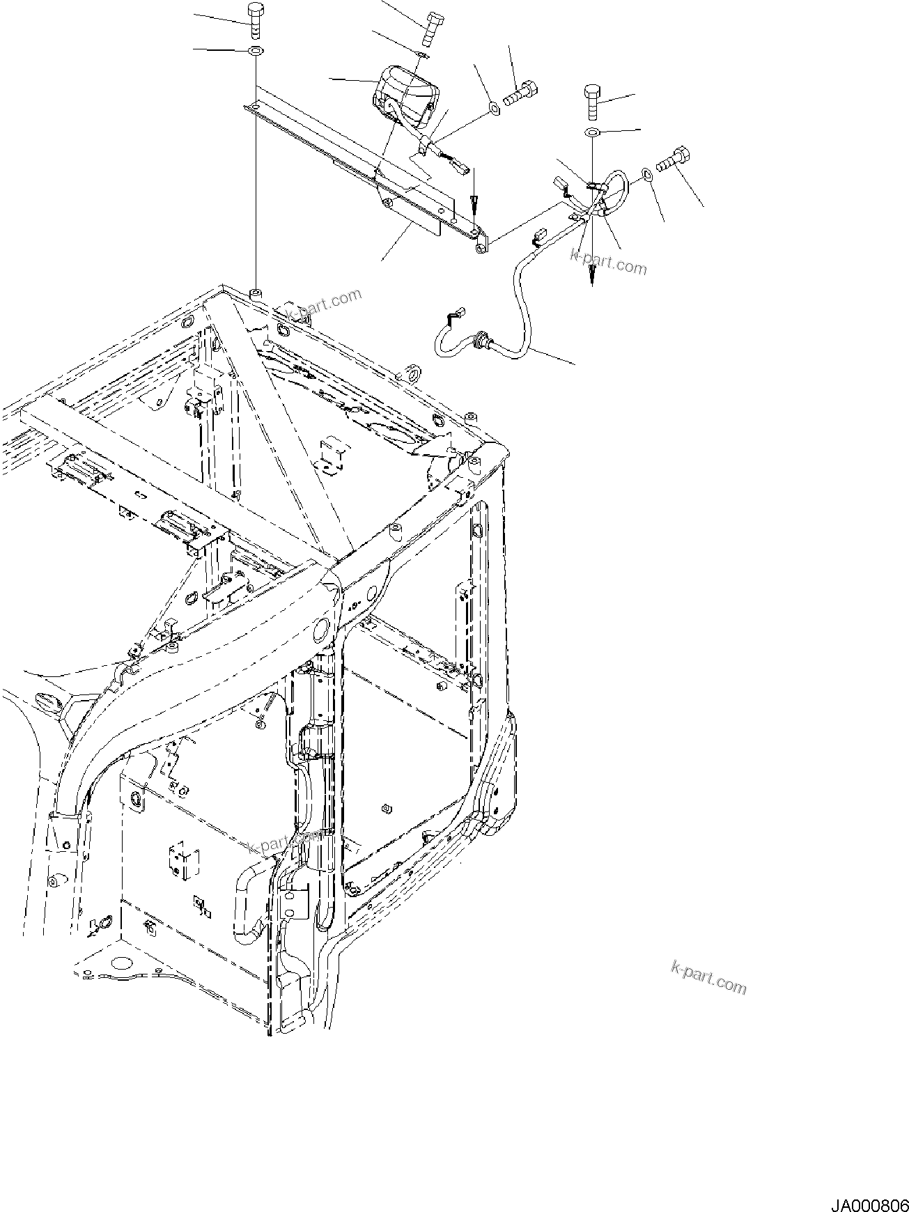 Komatsu parts book diagram for PC118MR-8 S/N F00003 AND UP: ADDITIONAL REAR WORKING LAMP, FOR MACHINE WITH AMBER COLOR WARNING BEACON