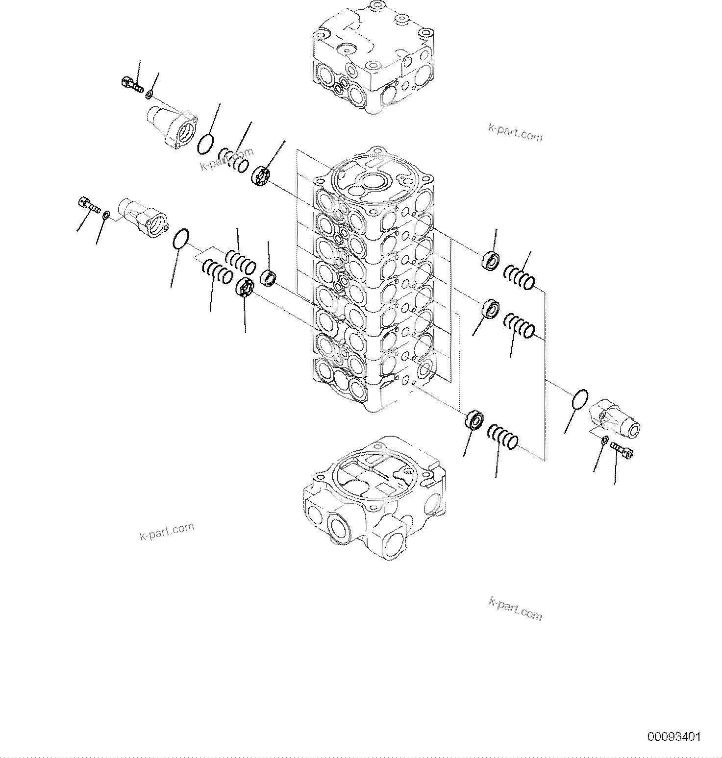 Komatsu parts book diagram for PC118MR-8 S/N F00003 AND UP: MAIN CONTROL VALVE, FOR MACHINE WITH MONO BOOM, INNER PARTS (2/13)