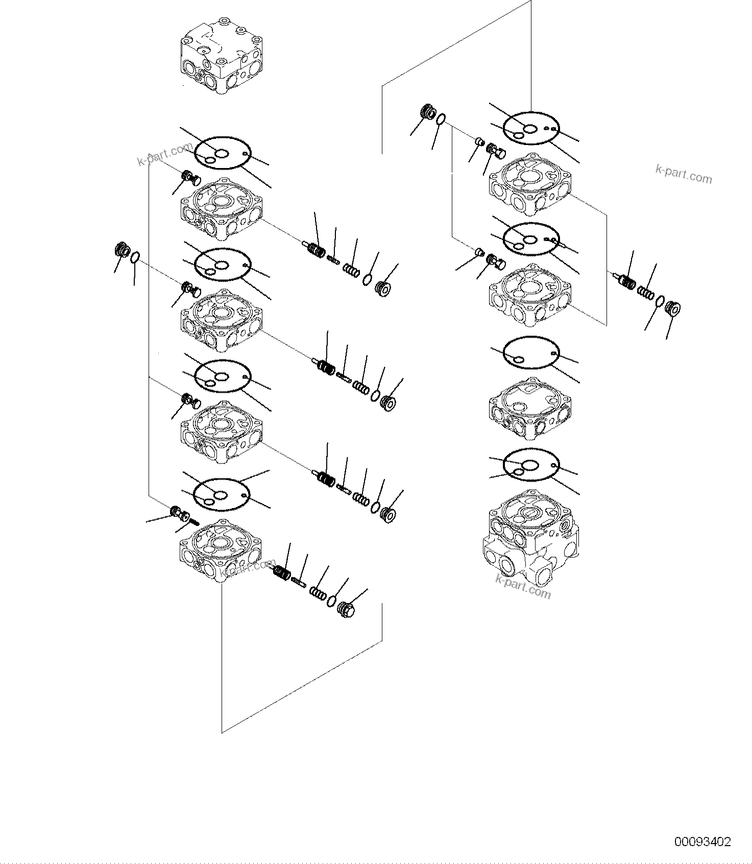 Komatsu parts book diagram for PC118MR-8 S/N F00003 AND UP: MAIN CONTROL VALVE, FOR MACHINE WITH MONO BOOM, INNER PARTS (3/13)