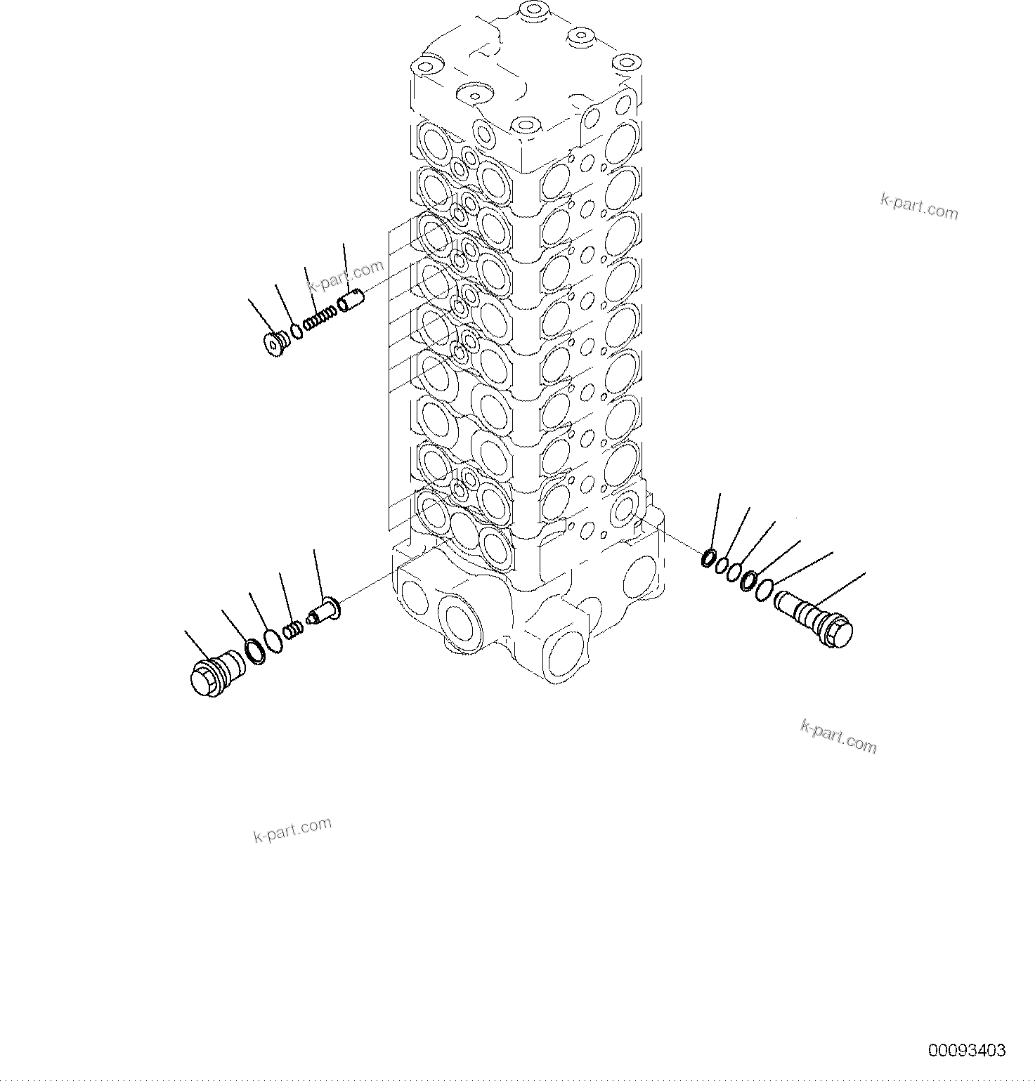 Komatsu parts book diagram for PC118MR-8 S/N F00003 AND UP: MAIN CONTROL VALVE, FOR MACHINE WITH MONO BOOM, INNER PARTS (4/13)