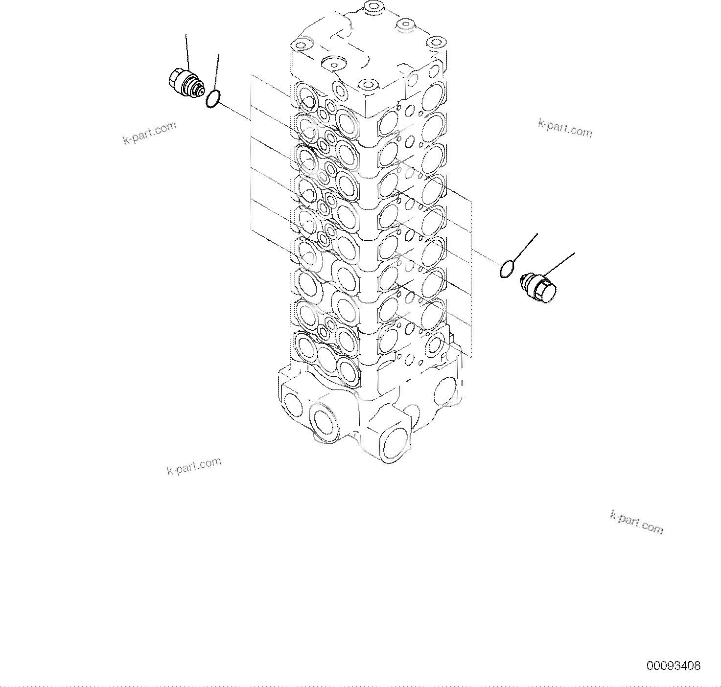 Komatsu parts book diagram for PC118MR-8 S/N F00003 AND UP: MAIN CONTROL VALVE, FOR MACHINE WITH MONO BOOM, INNER PARTS (9/13)