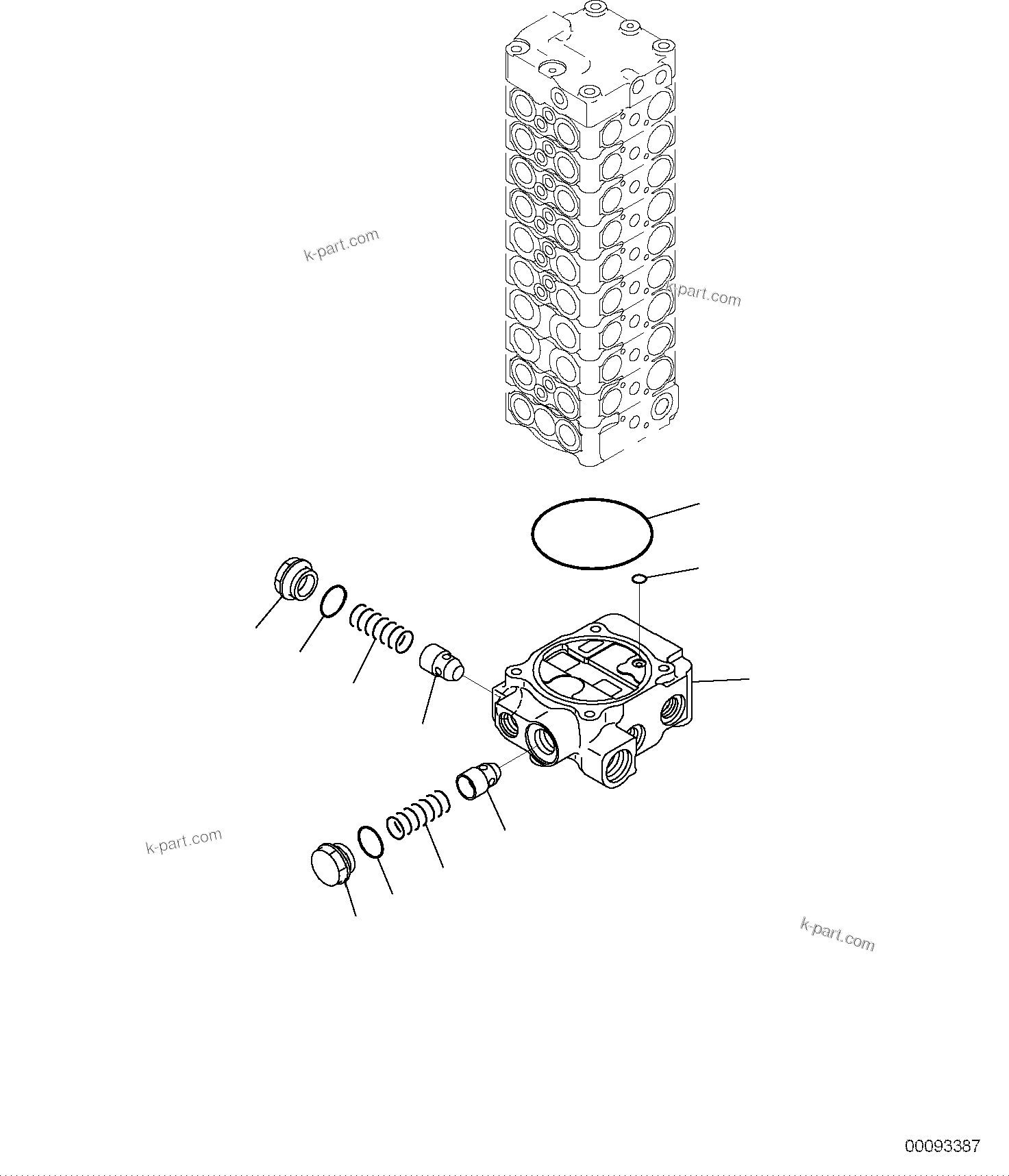 Komatsu parts book diagram for PC118MR-8 S/N F00003 AND UP: MAIN CONTROL VALVE, FOR MACHINE WITH MONO BOOM, 2 ATTACHMENT, INNER PARTS (5/13)