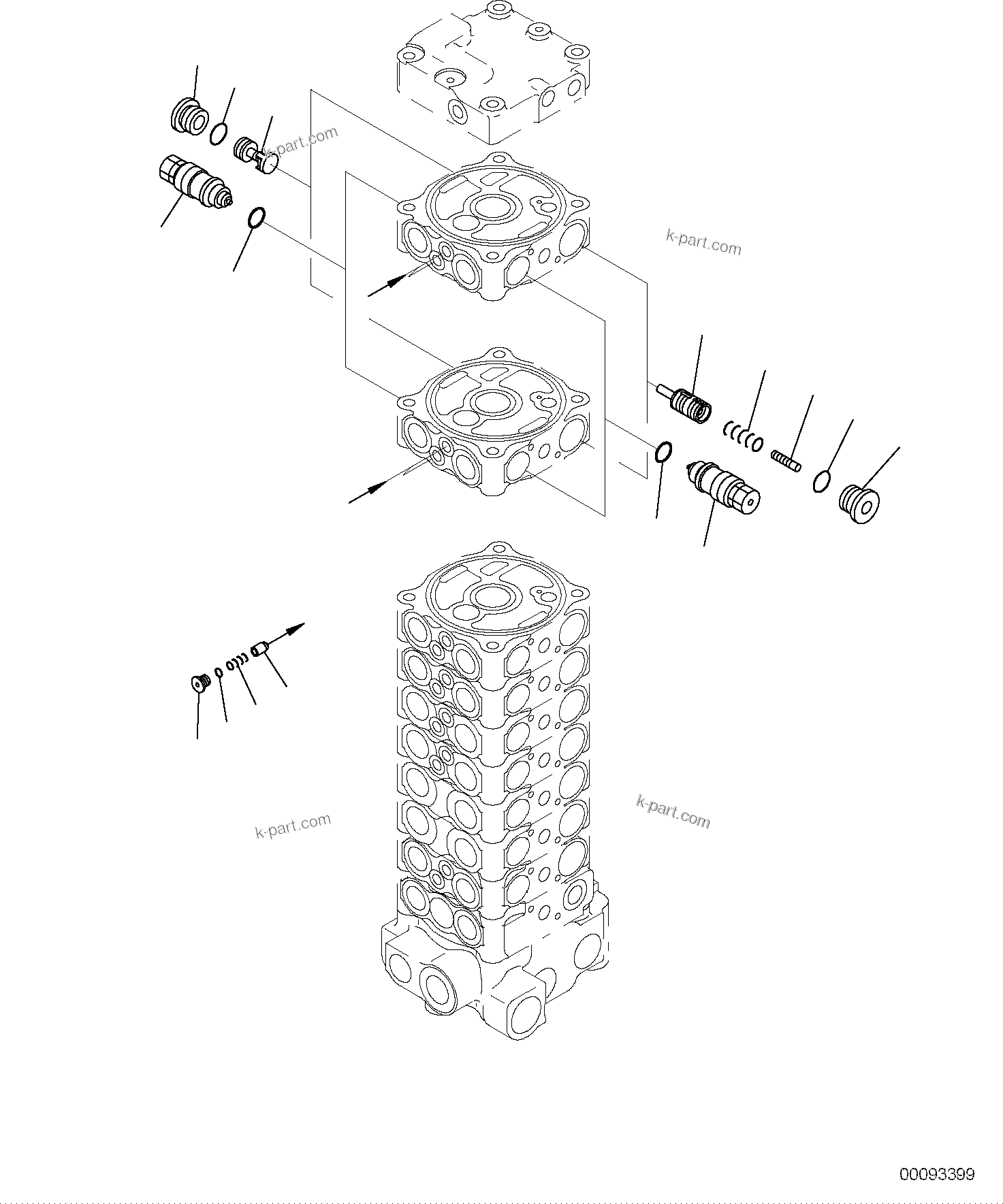 Komatsu parts book diagram for PC118MR-8 S/N F00003 AND UP: MAIN CONTROL VALVE, FOR MACHINE WITH MONO BOOM, 2 ATTACHMENT, INNER PARTS (13/13)