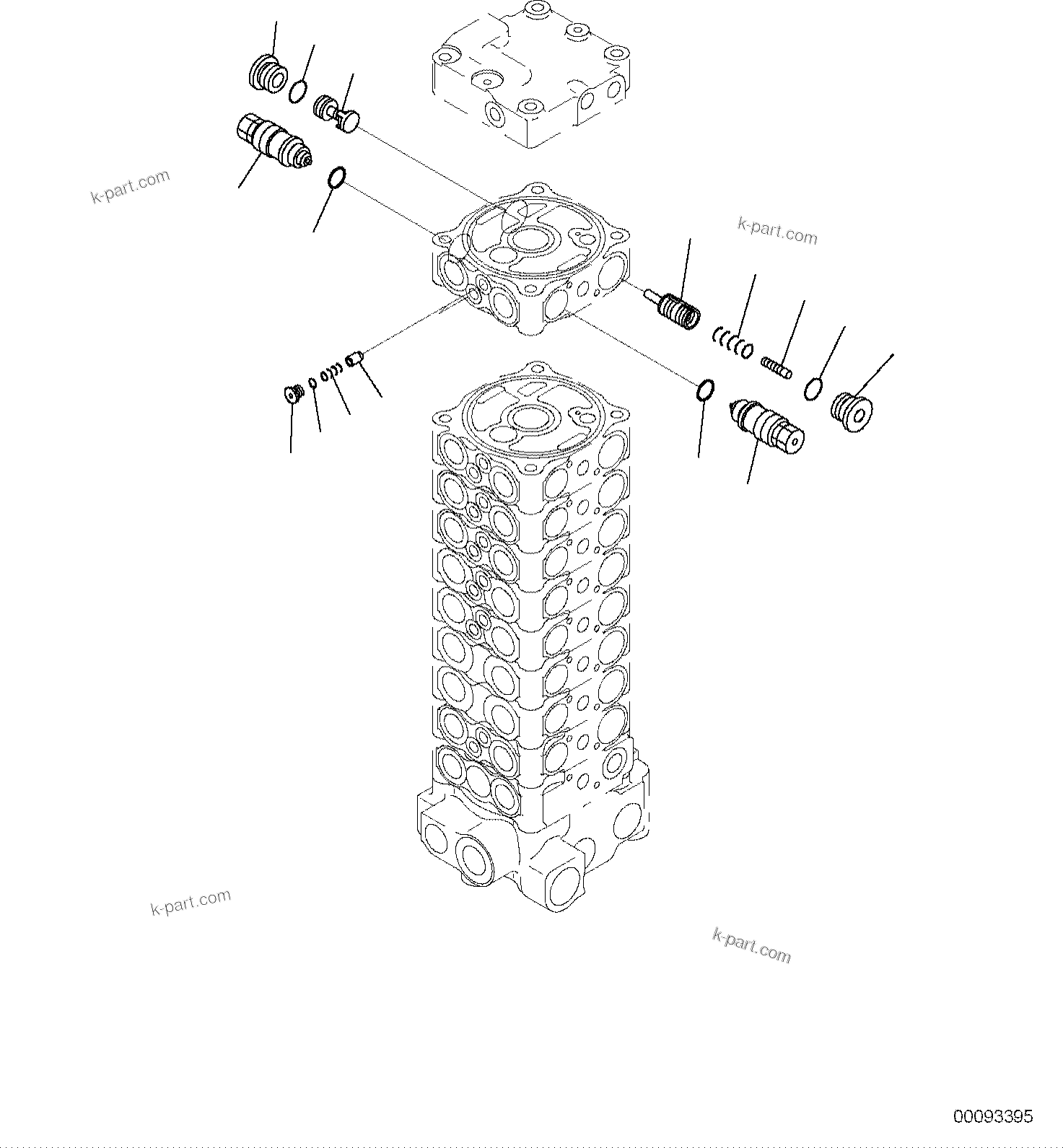 Komatsu parts book diagram for PC118MR-8 S/N F00003 AND UP: MAIN CONTROL VALVE, FOR MACHINE WITH 2-PIECE BOOM, INNER PARTS (13/15)