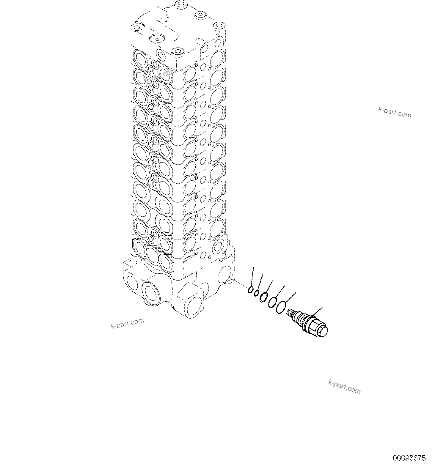 Komatsu parts book diagram for PC118MR-8 S/N F00003 AND UP: MAIN CONTROL VALVE, FOR MACHINE WITH 2-PIECE BOOM, 2 ATTACHMENT, INNER PARTS (8/15)