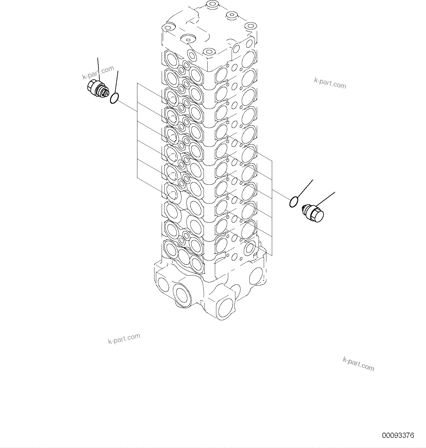 Komatsu parts book diagram for PC118MR-8 S/N F00003 AND UP: MAIN CONTROL VALVE, FOR MACHINE WITH 2-PIECE BOOM, 2 ATTACHMENT, INNER PARTS (9/15)