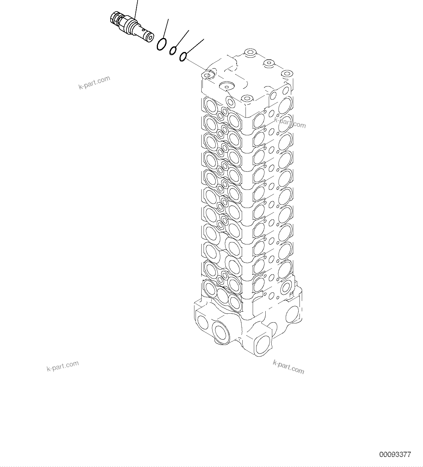 Komatsu parts book diagram for PC118MR-8 S/N F00003 AND UP: MAIN CONTROL VALVE, FOR MACHINE WITH 2-PIECE BOOM, 2 ATTACHMENT, INNER PARTS (10/15)