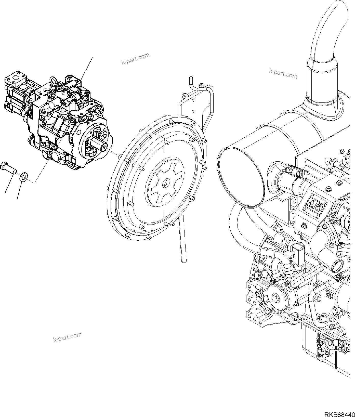 Komatsu parts book diagram for PC118MR-8 S/N F00003 AND UP: MAIN PISTON PUMP, MOUNTS