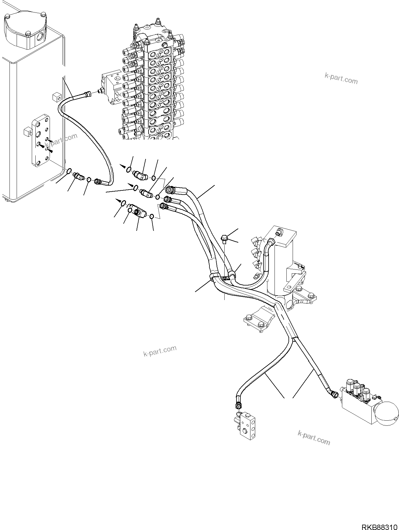 Komatsu parts book diagram for PC118MR-8 S/N F00003 AND UP: DRAIN CIRCUIT (2/3)