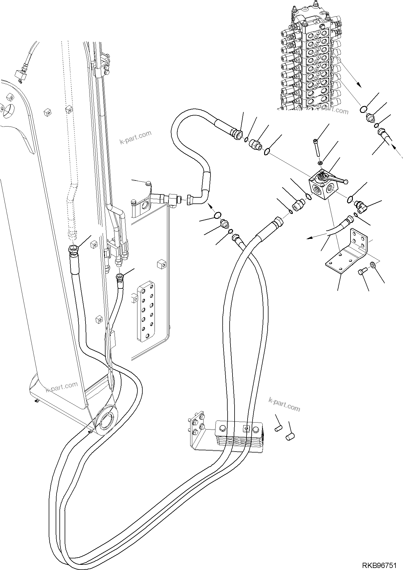 Komatsu parts book diagram for PC118MR-8 S/N F00003 AND UP: 1ST ATTACHMENT LINE UNIT