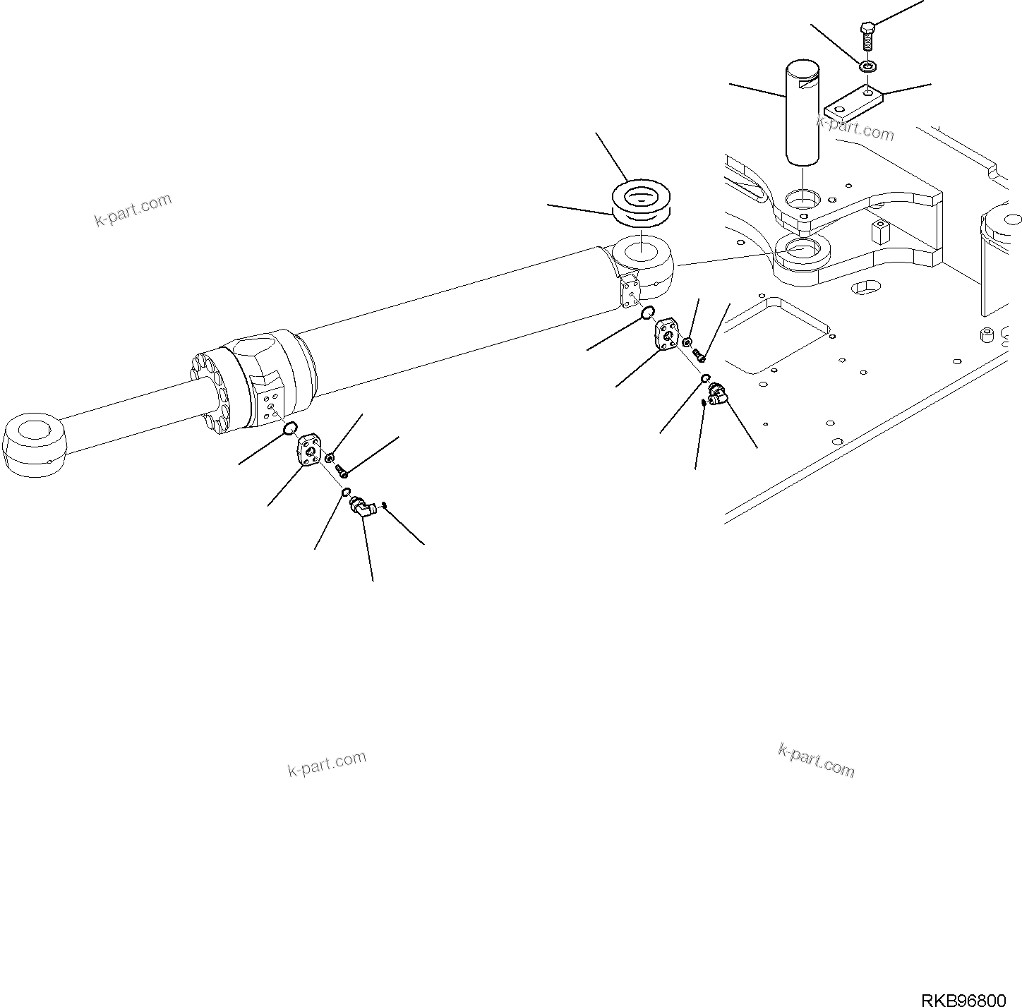 Komatsu parts book diagram for PC118MR-8 S/N F00003 AND UP: BOOM SWING CYLINDER, PIN