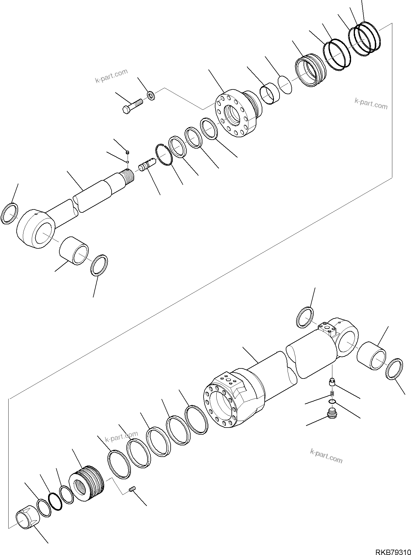 Komatsu parts book diagram for PC118MR-8 S/N F00003 AND UP: BOOM SWING CYLINDER, INNER PARTS
