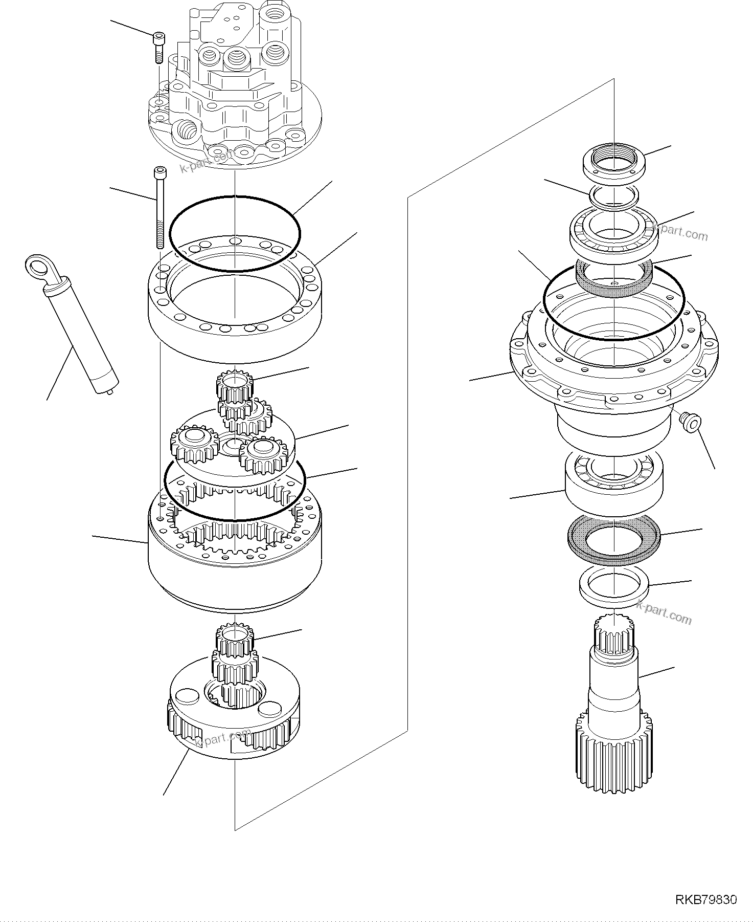 Komatsu parts book diagram for PC118MR-8 S/N F00003 AND UP: SWING MACHINERY