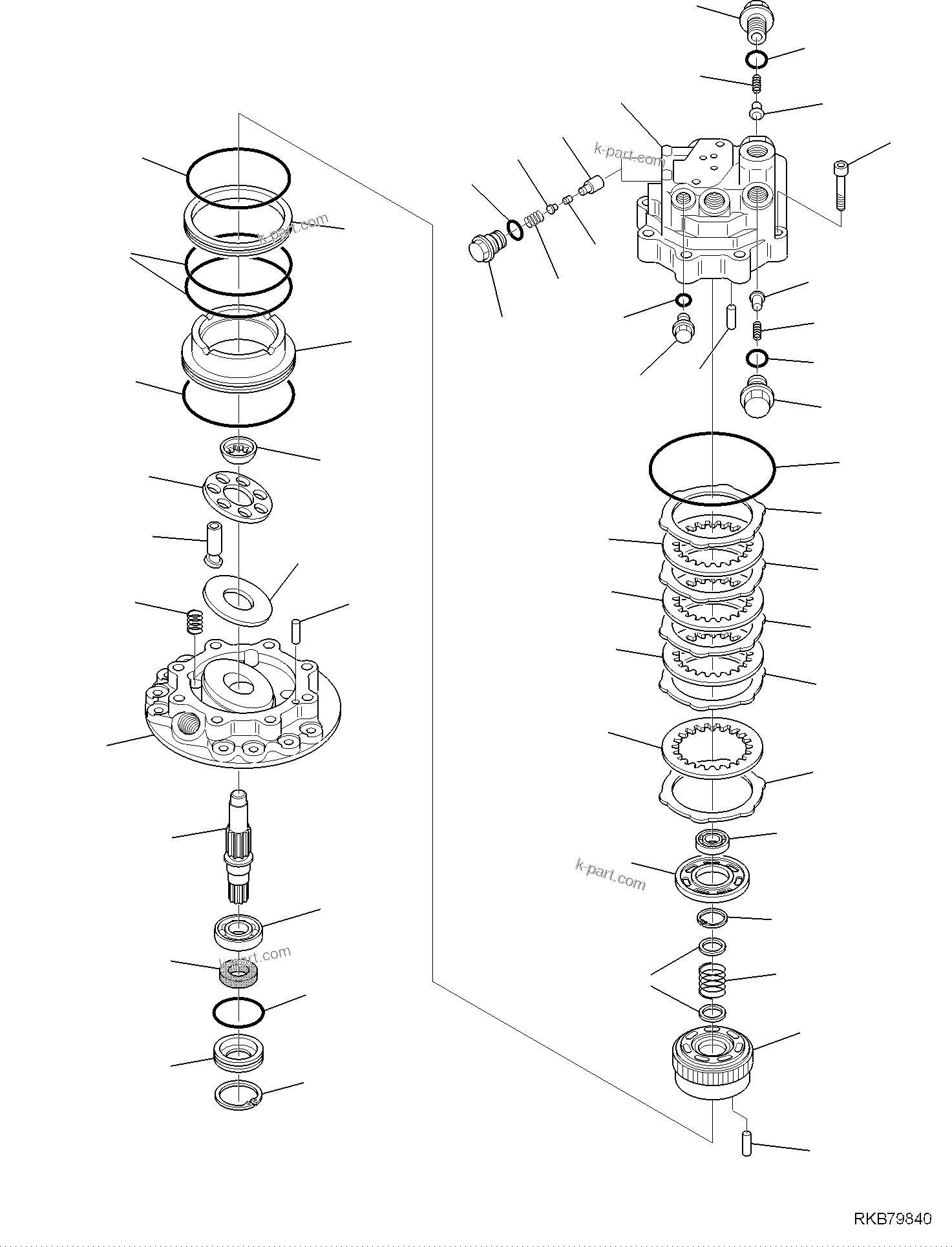 Komatsu parts book diagram for PC118MR-8 S/N F00003 AND UP: SWING MOTOR (1/2)