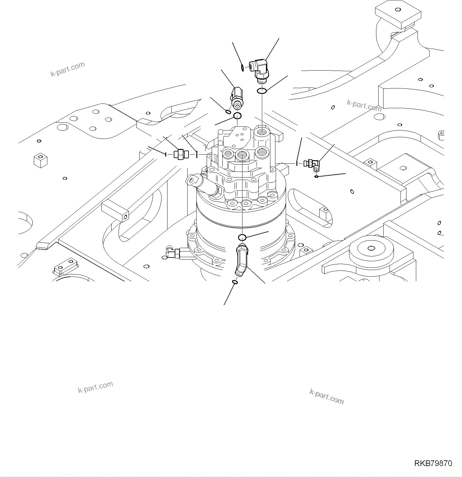 Komatsu parts book diagram for PC118MR-8 S/N F00003 AND UP: SWING MOTOR FITTINGS