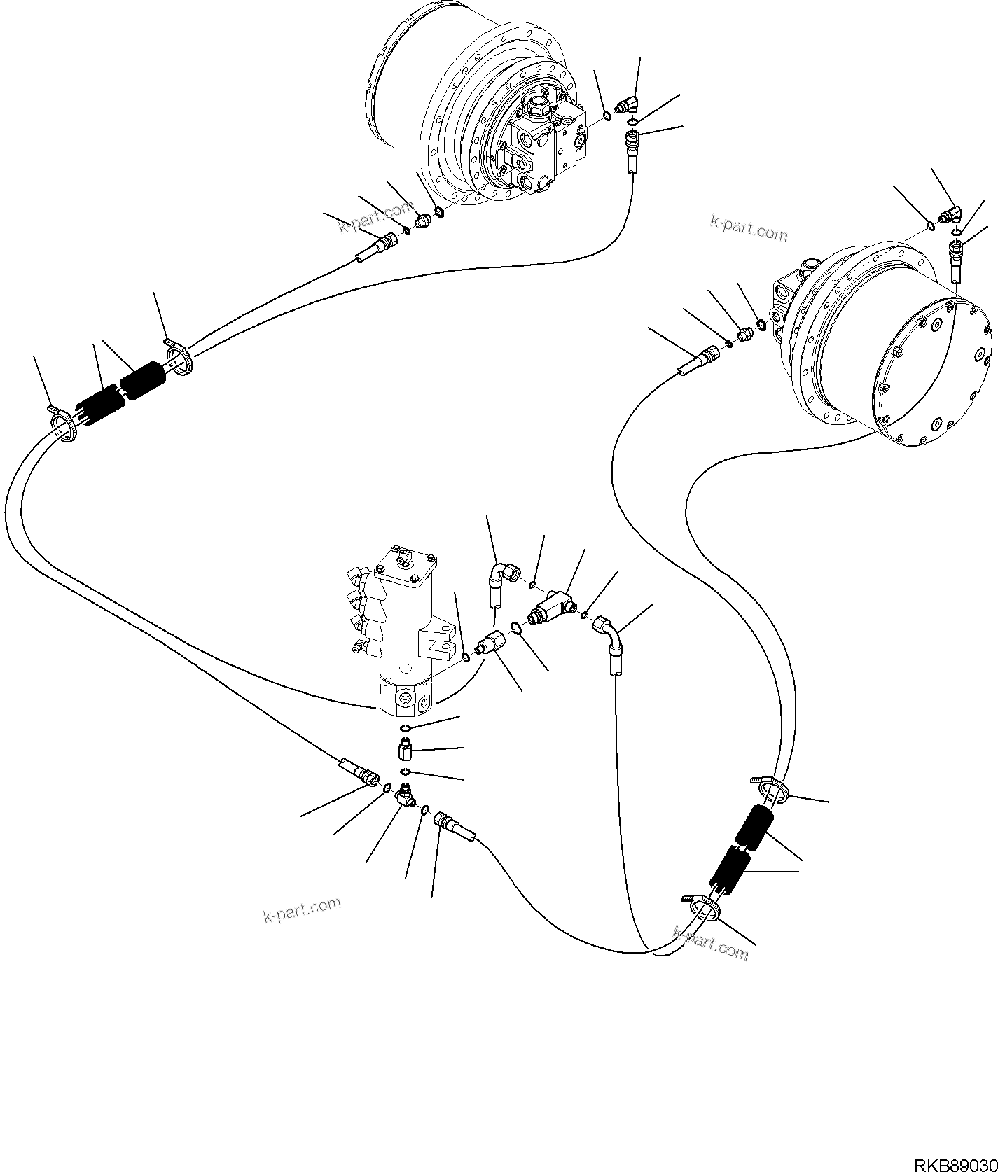 Komatsu parts book diagram for PC118MR-8 S/N F00003 AND UP: TRAVEL CIRCUIT (2/2)