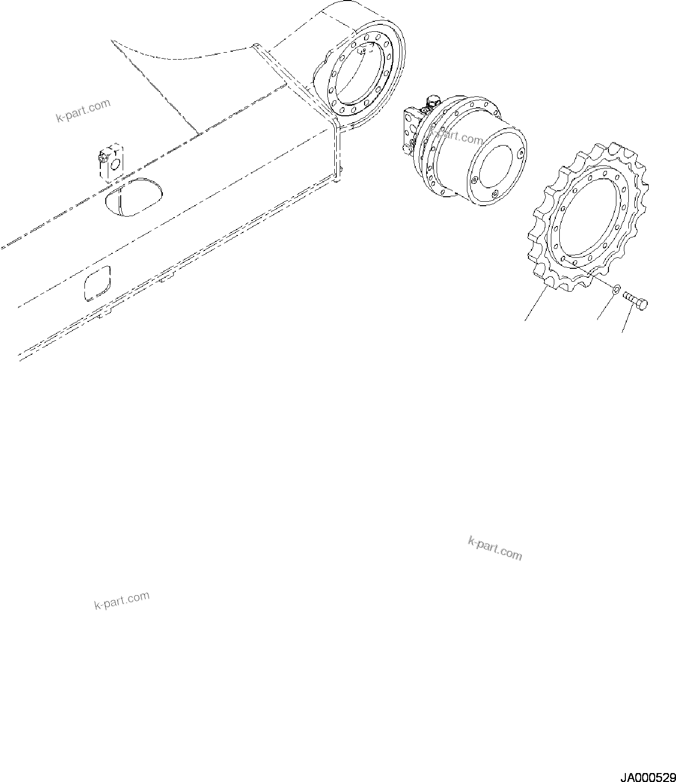 Komatsu parts book diagram for PC118MR-8 S/N F00003 AND UP: TRAVEL MOTOR AND FINAL DRIVE, SPROCKET