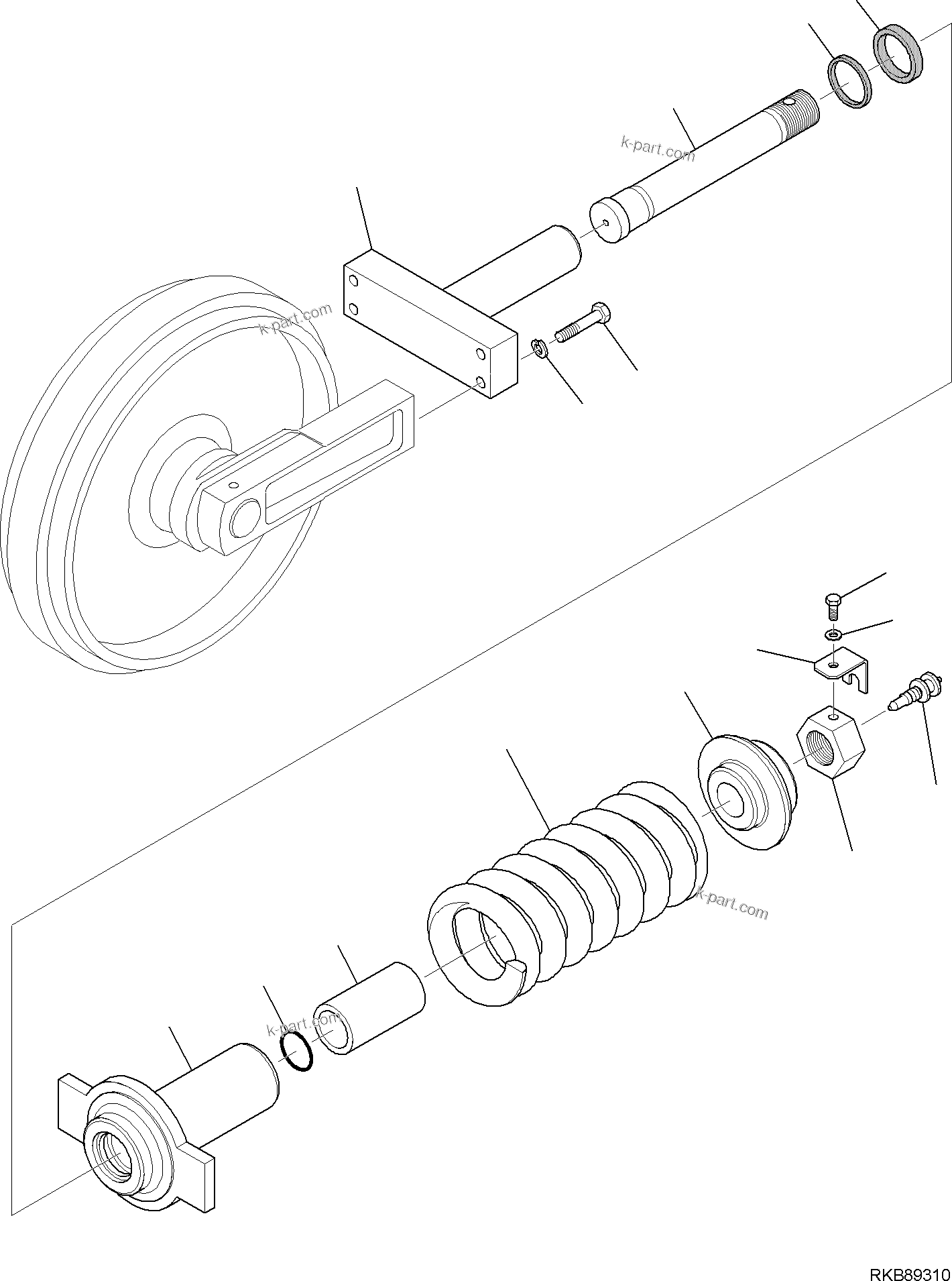 Komatsu parts book diagram for PC118MR-8 S/N F00003 AND UP: IDLER CUSHION