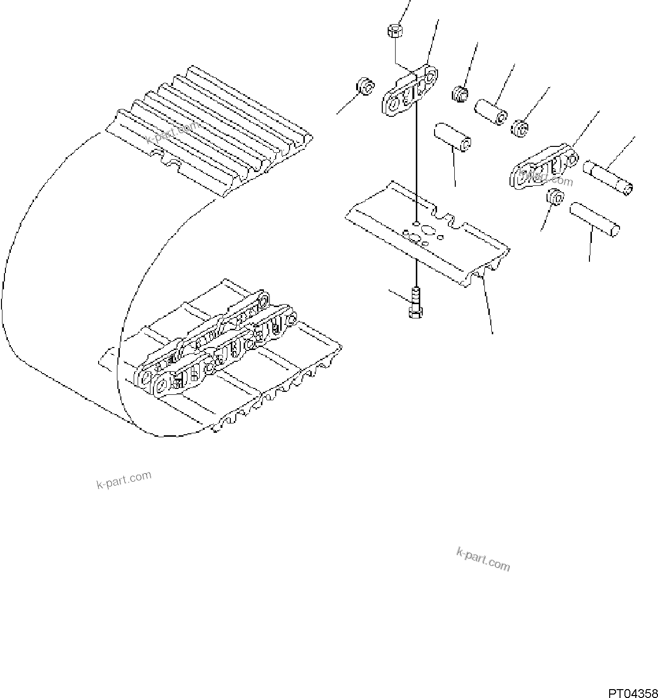 Komatsu parts book diagram for PC118MR-8 S/N F00003 AND UP: TRACK SHOE ASSEMBLY, TRIPLE GROUSER, 600MM WIDTH, OFFSET SX