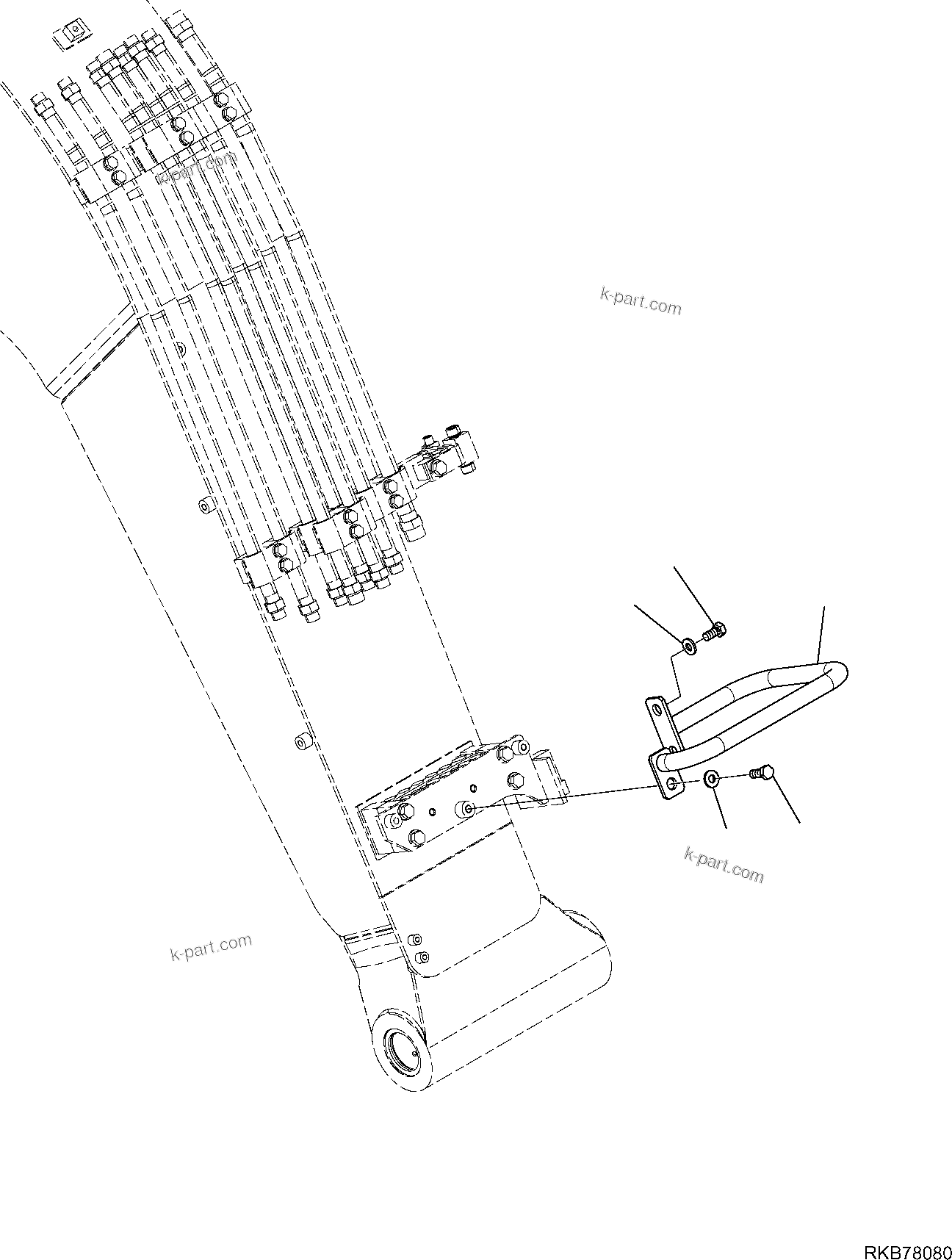 Komatsu parts book diagram for PC118MR-8 S/N F00003 AND UP: BOOM, HANDRAIL, FOR MACHINE WITH VARIABLE 2-PIECE BOOM