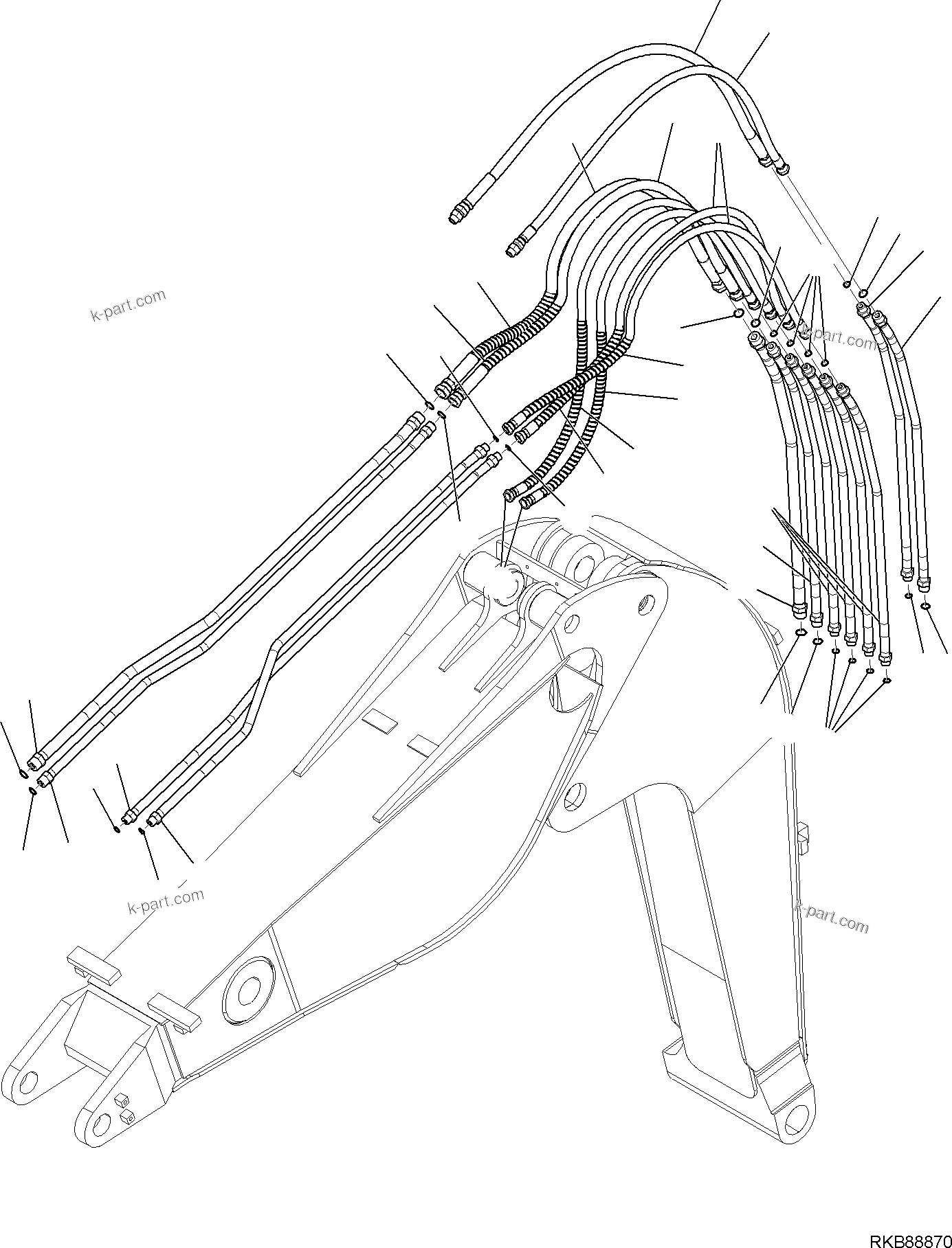 Komatsu parts book diagram for PC118MR-8 S/N F00003 AND UP: 2-PIECE BOOM, STANDARD LINE