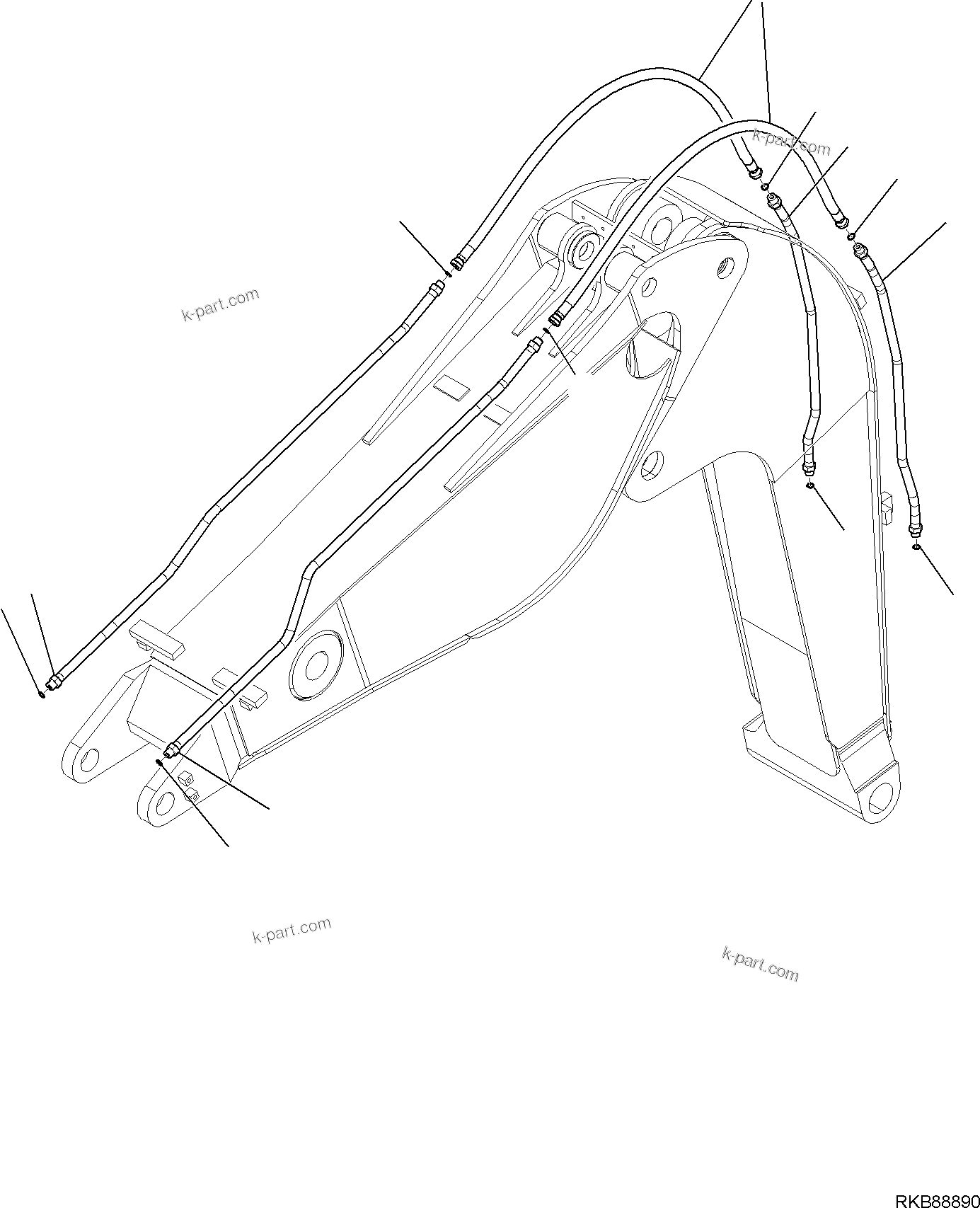 Komatsu parts book diagram for PC118MR-8 S/N F00003 AND UP: 2-PIECE BOOM, 2ND ATTACHMENT LINE