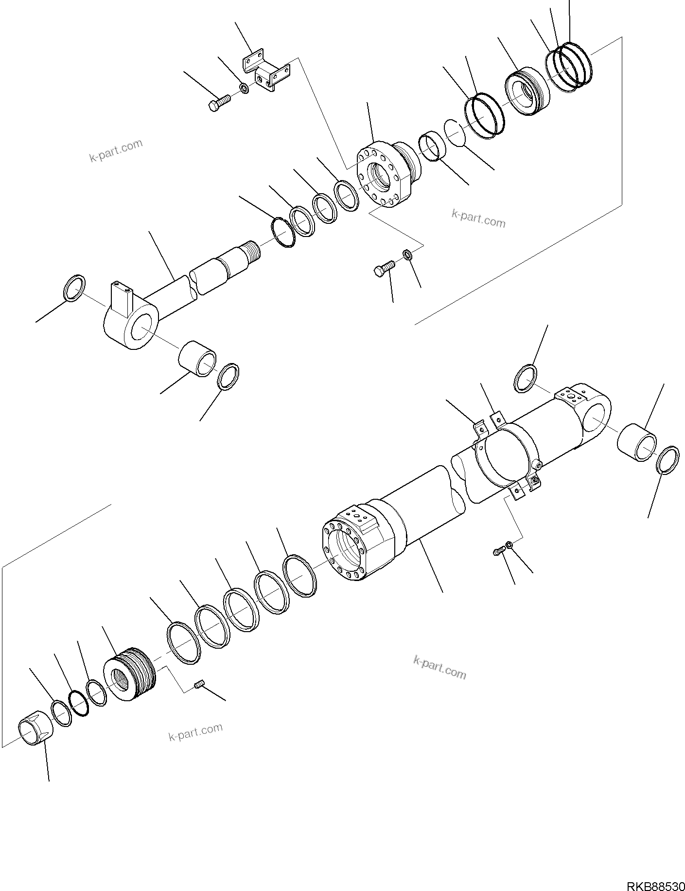 Komatsu parts book diagram for PC118MR-8 S/N F00003 AND UP: BOOM CYLINDER, INNER PARTS