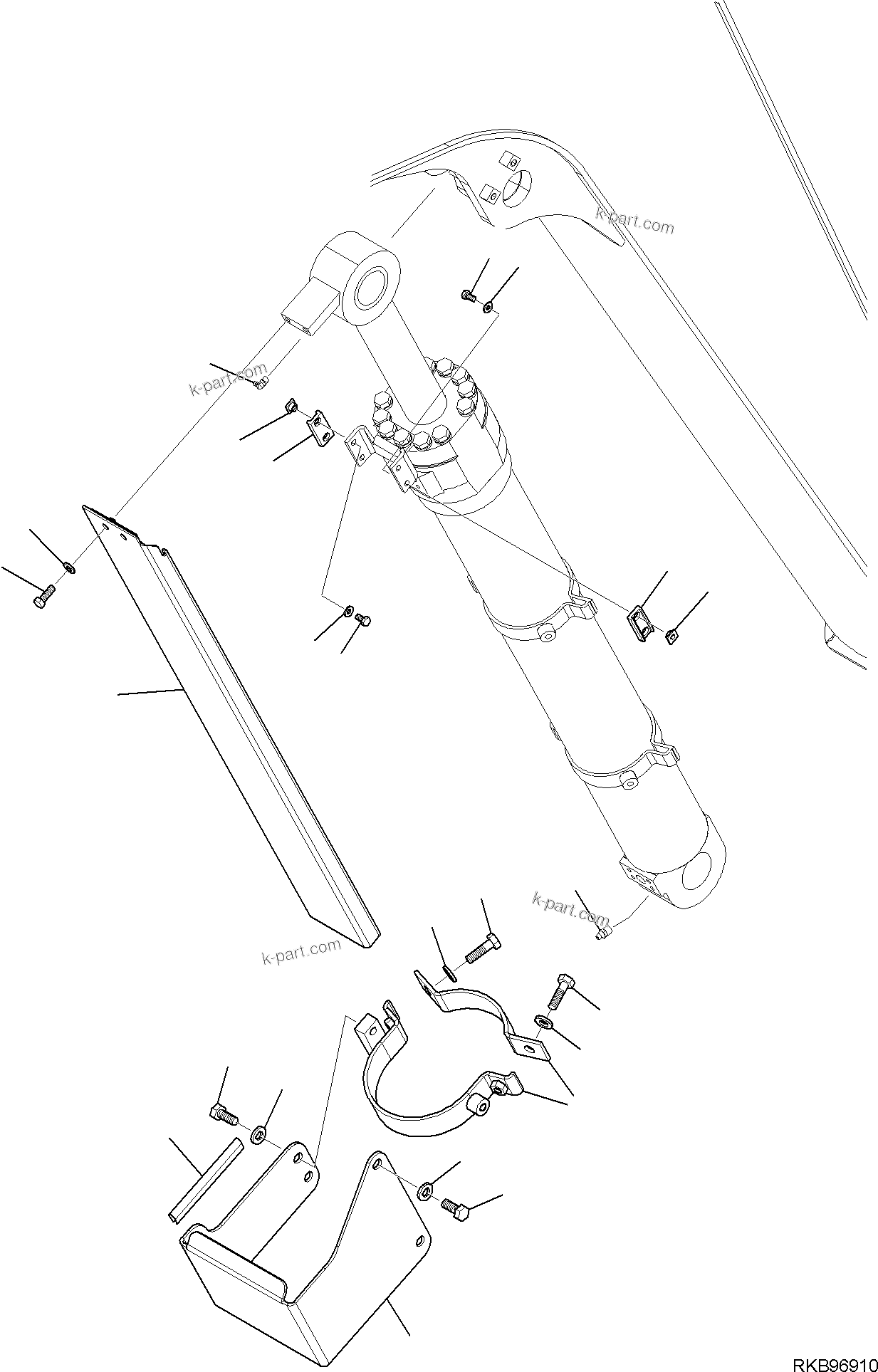 Komatsu parts book diagram for PC118MR-8 S/N F00003 AND UP: BOOM CYLINDER, COVER