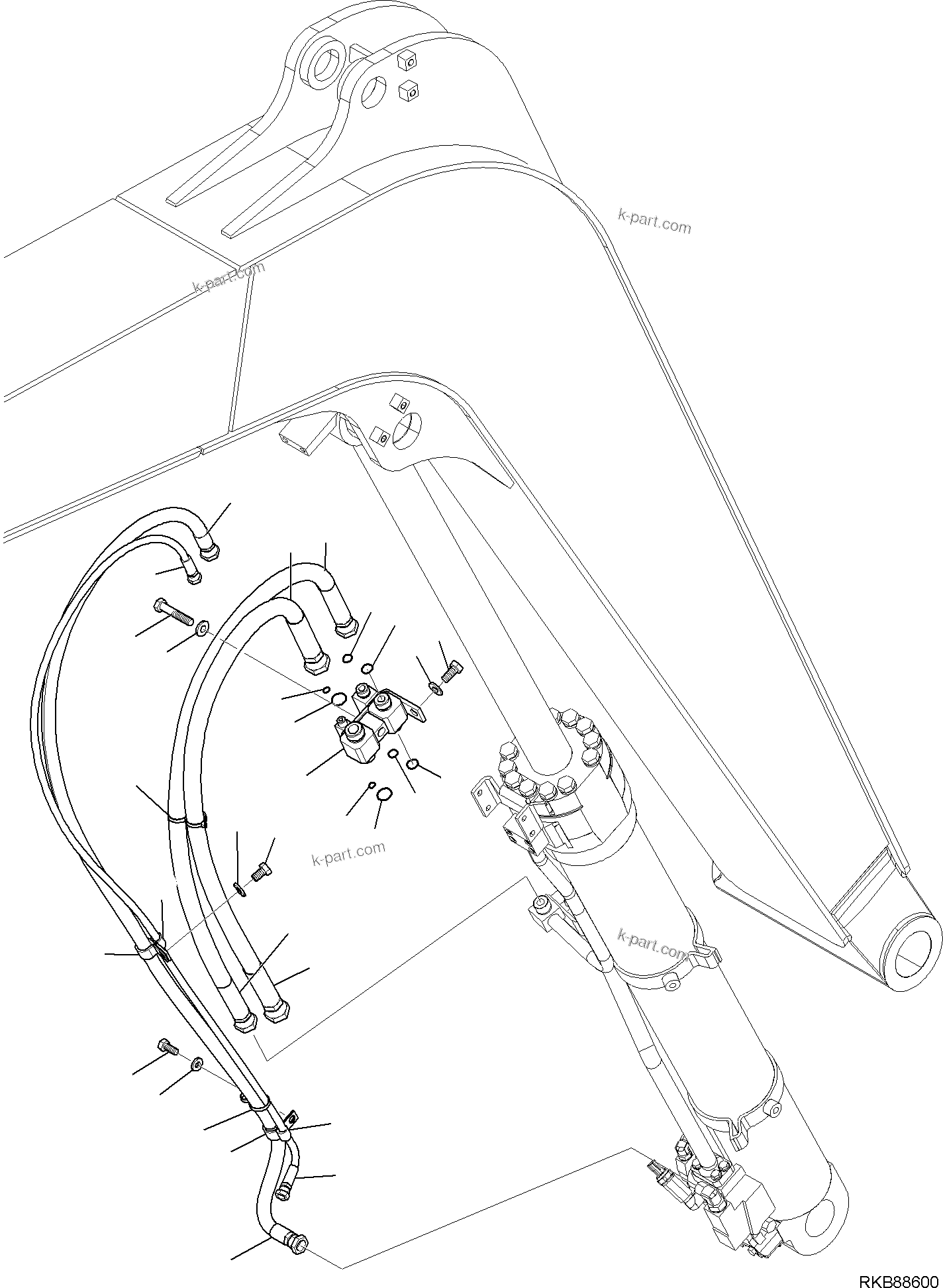 Komatsu parts book diagram for PC118MR-8 S/N F00003 AND UP: BOOM CYLINDER, CIRCUIT (2/2)