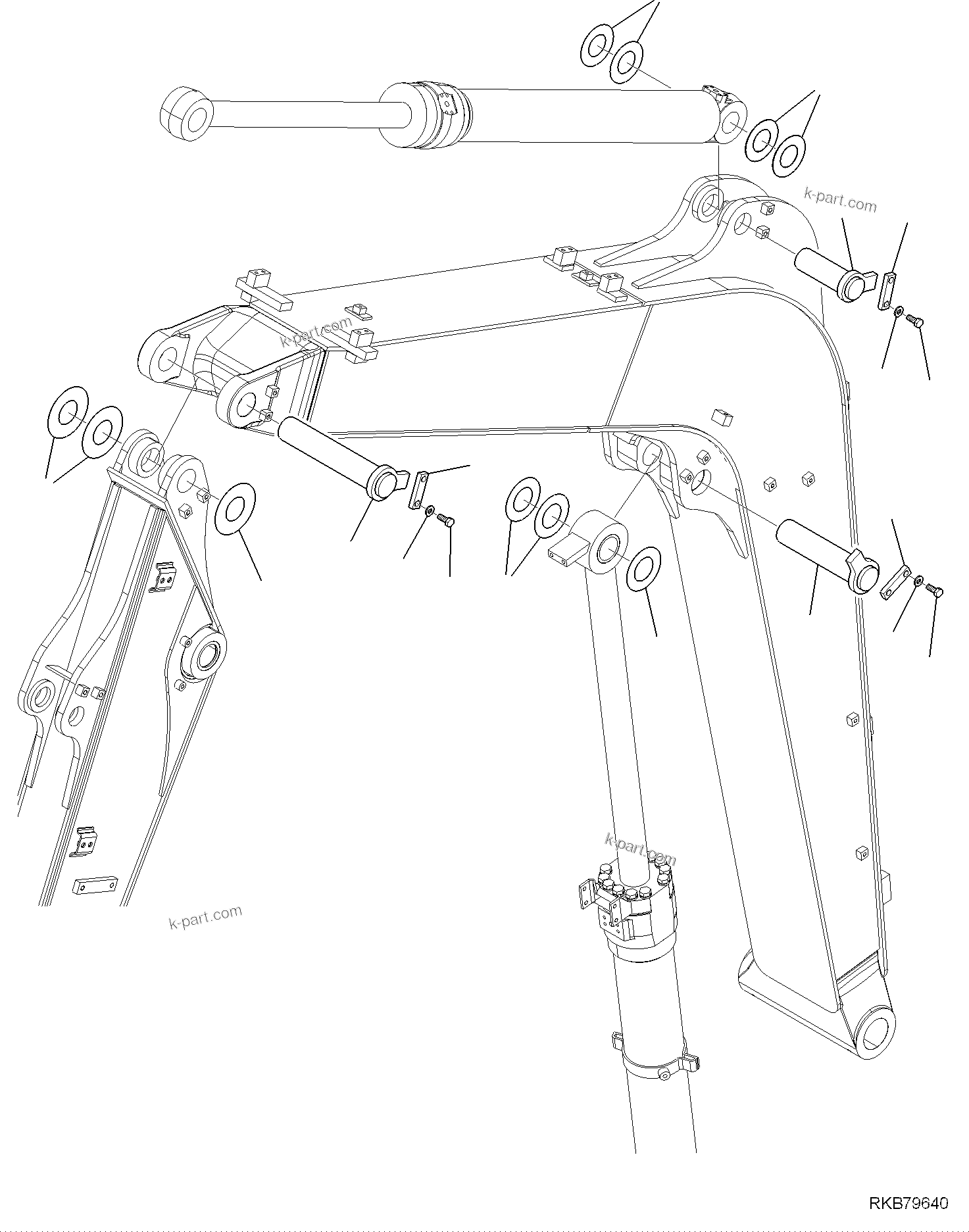 Komatsu parts book diagram for PC118MR-8 S/N F00003 AND UP: BOOM, PIN