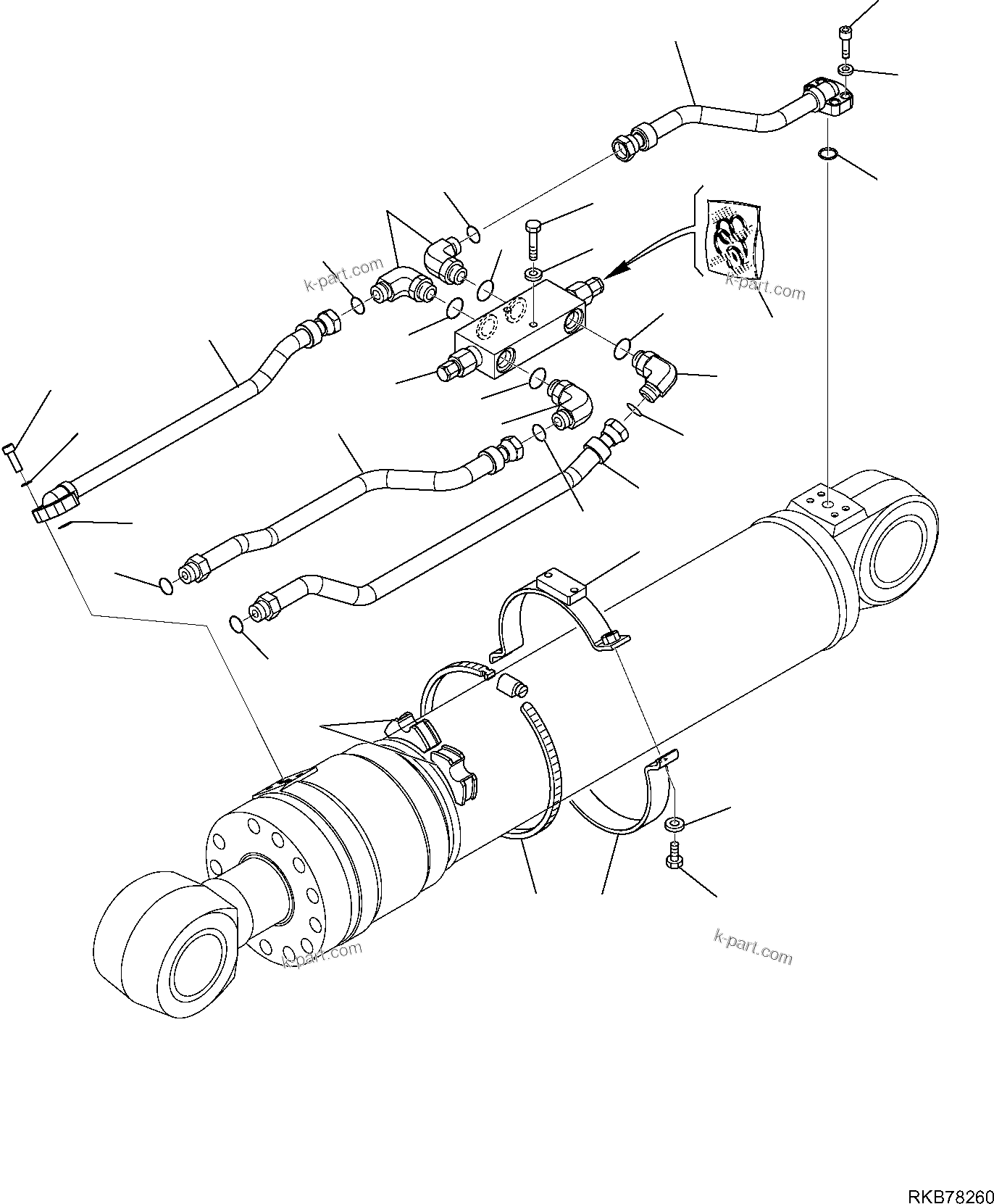 Komatsu parts book diagram for PC118MR-8 S/N F00003 AND UP: 2-PIECE BOOM CYLINDER, WITH BOOM HOLDING VALVE, CIRCUIT