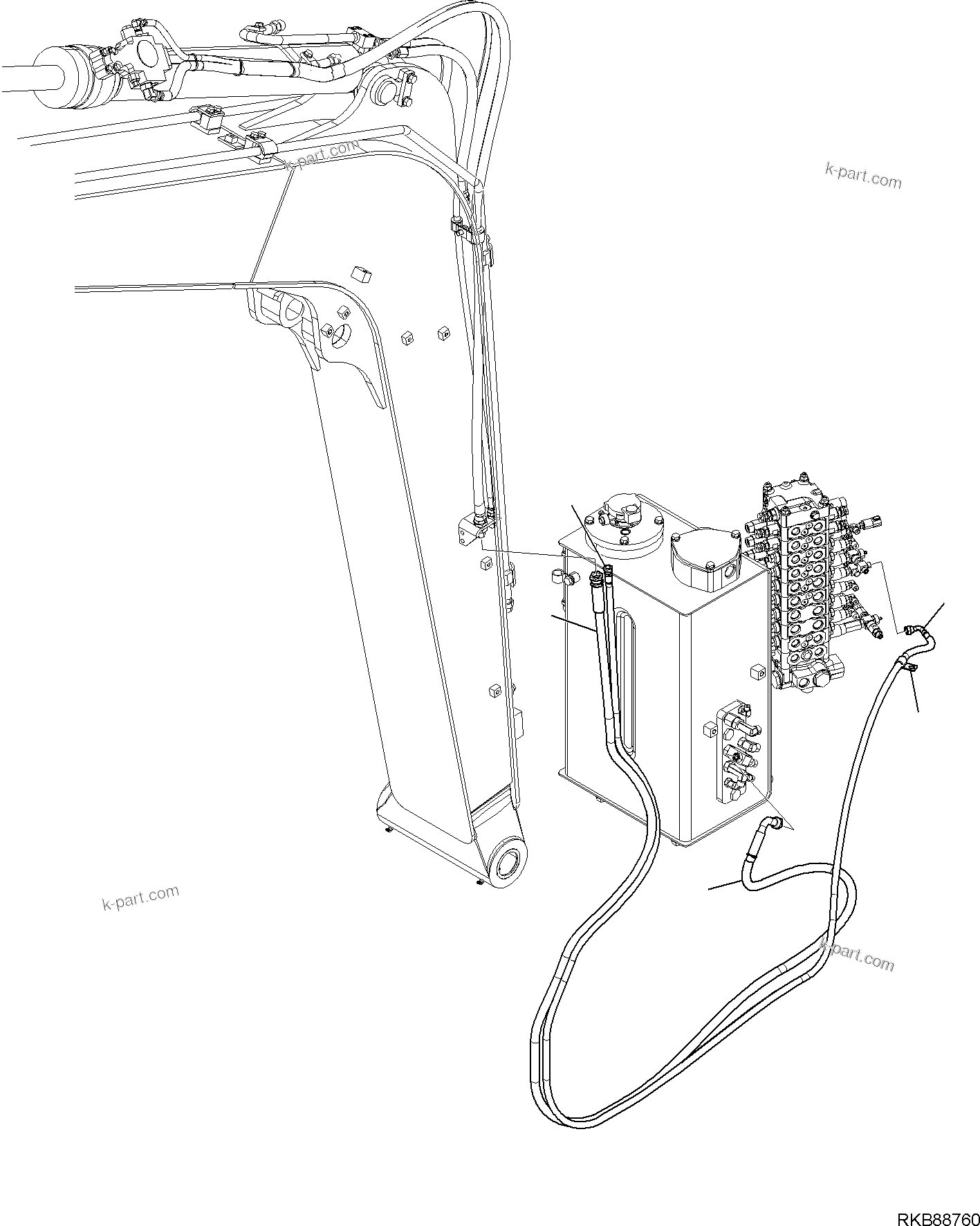 Komatsu parts book diagram for PC118MR-8 S/N F00003 AND UP: ARM CYLINDER, FOR MACHINE WITH ARM HOLDING VALVE, CIRCUIT (3/3)