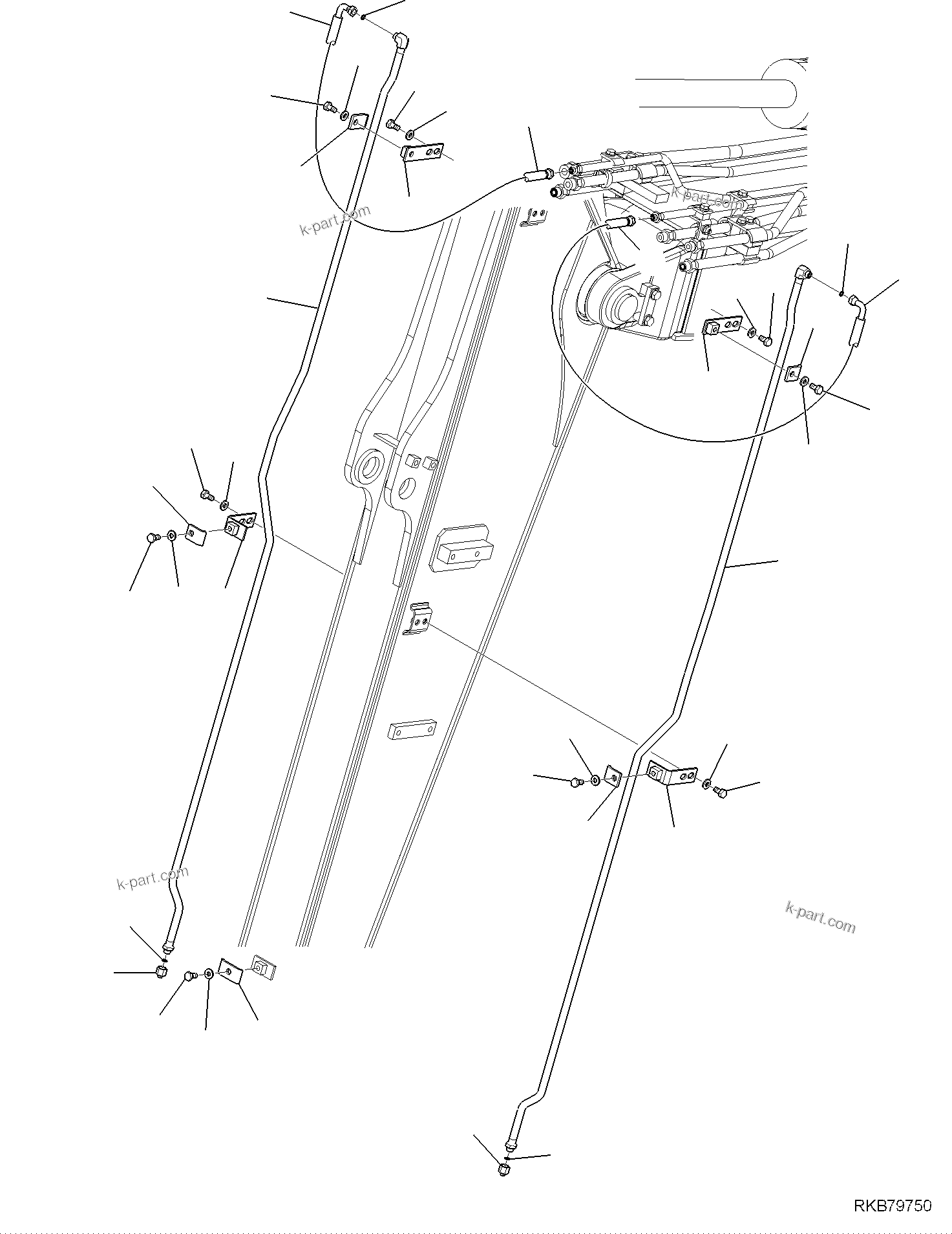 Komatsu parts book diagram for PC118MR-8 S/N F00003 AND UP: ARM, ARM LENGTH 2.3 M, CIRCUIT, QUICK COUPLER LINE