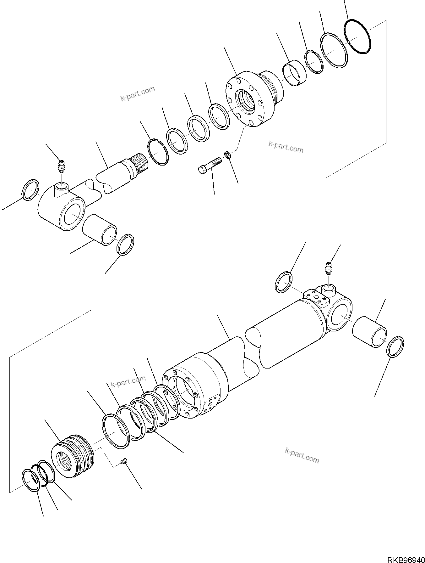 Komatsu parts book diagram for PC118MR-8 S/N F00003 AND UP: BUCKET CYLINDER, INNER PARTS