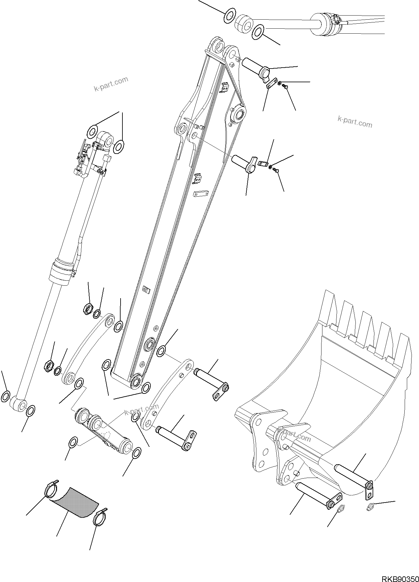 Komatsu parts book diagram for PC118MR-8 S/N F00003 AND UP: BUCKET PIN