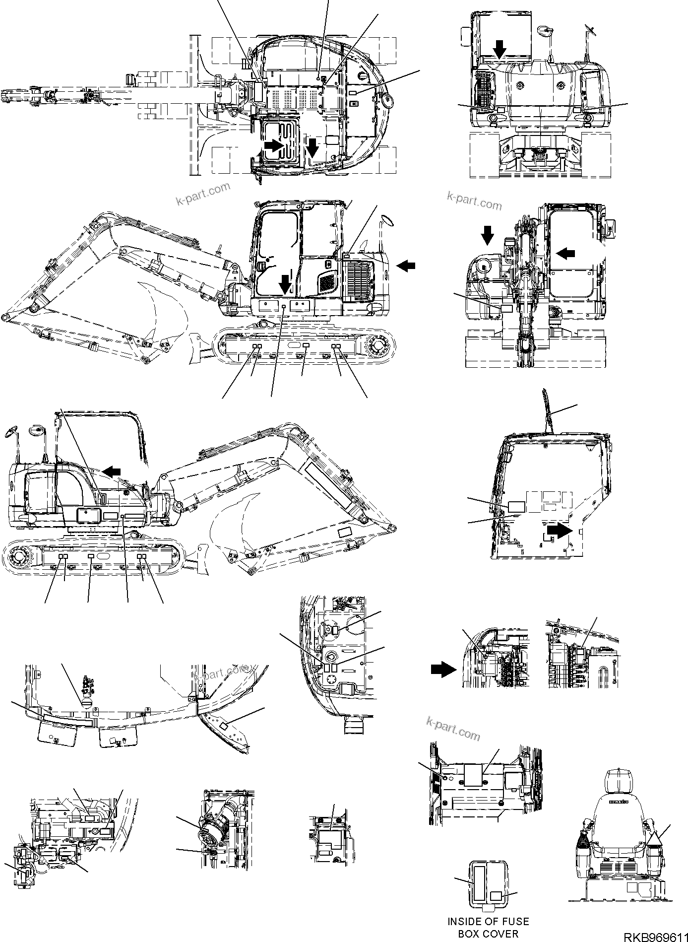 Komatsu parts book diagram for PC118MR-8 S/N F00003 AND UP: MARK PLATE (2/3)
