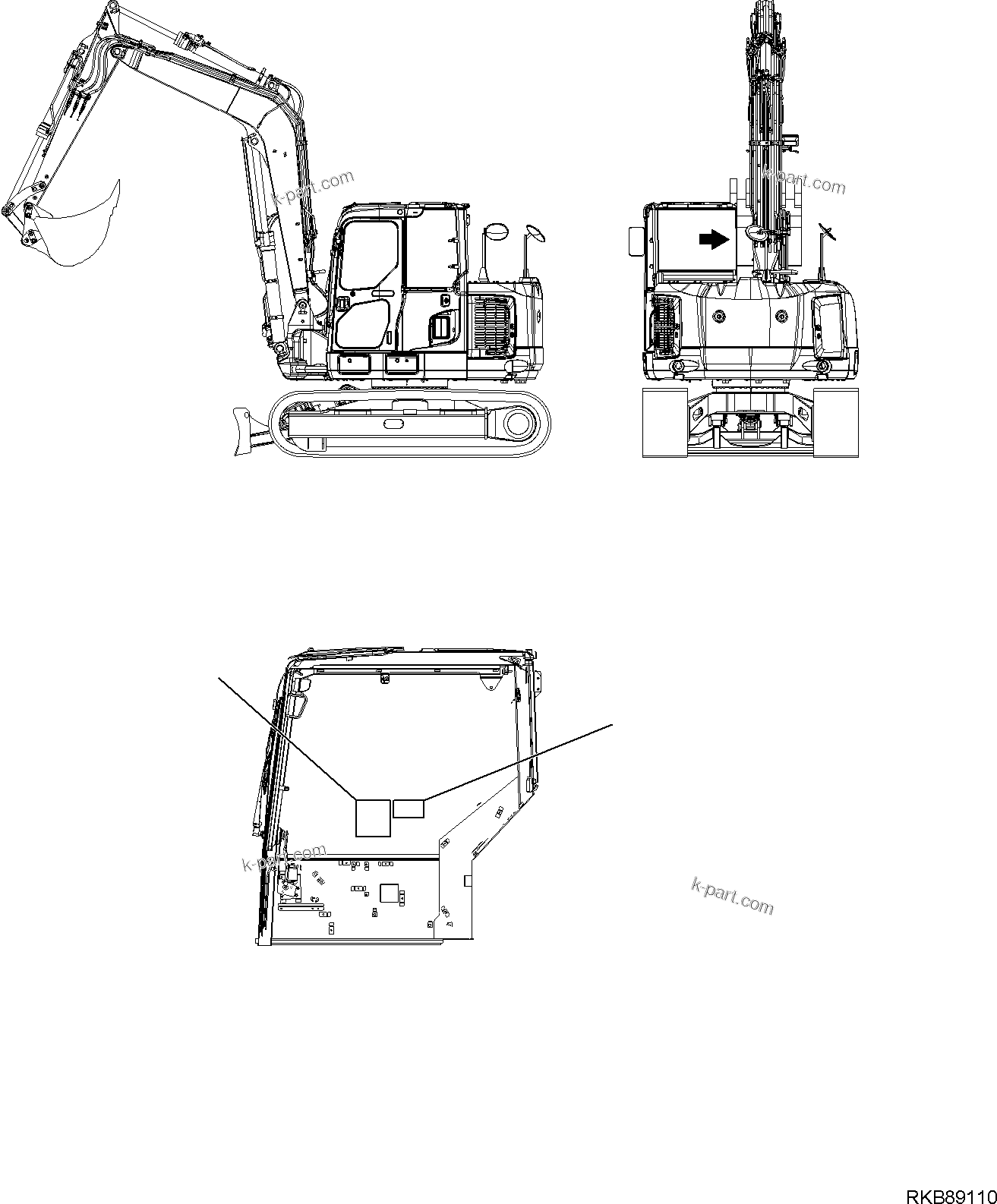 Komatsu parts book diagram for PC118MR-8 S/N F00003 AND UP: LIFTING CAPACITY CHART