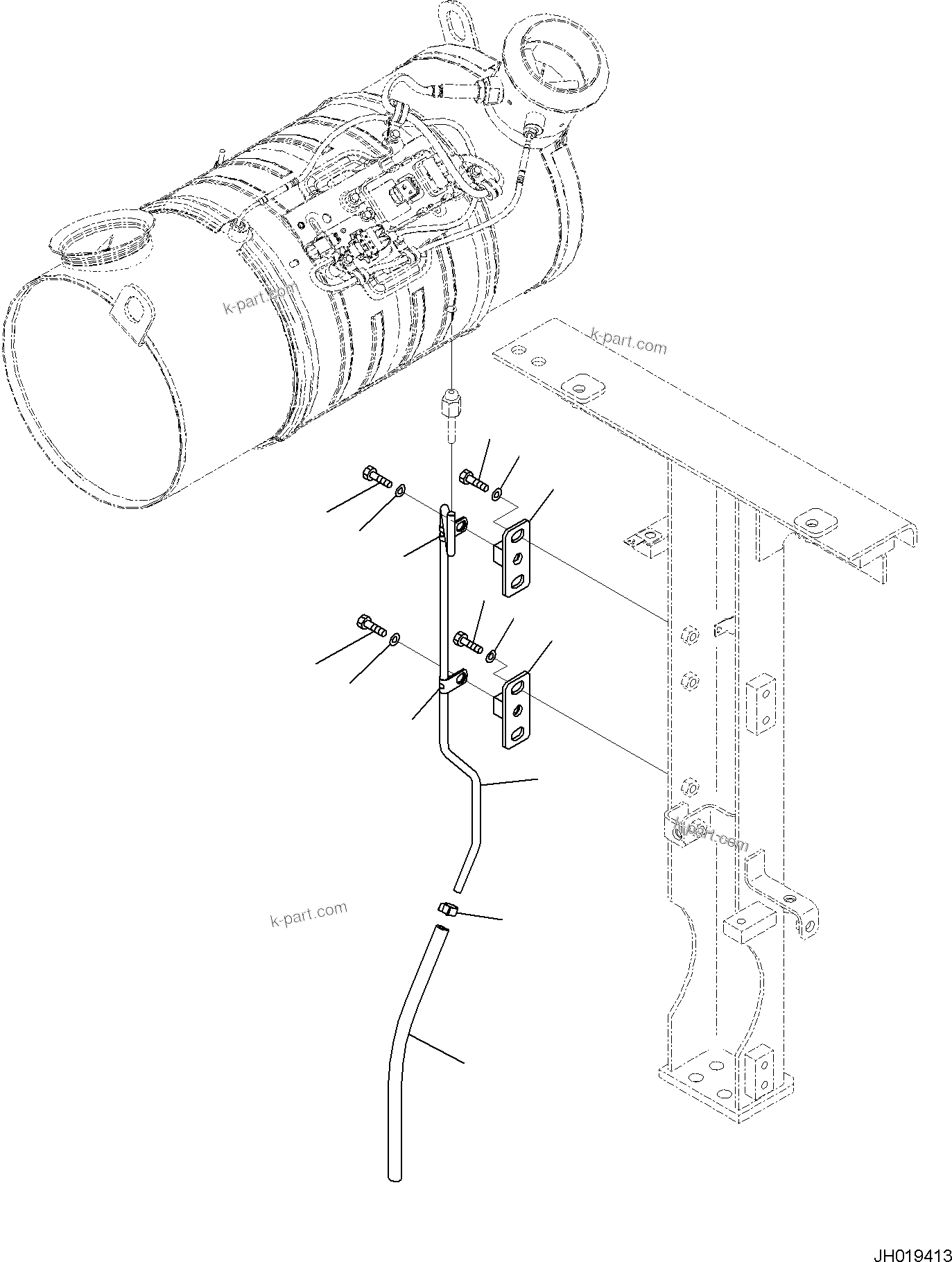 Komatsu parts book diagram for PC170LC-11 S/N F40001 AND UP: EXHAUST PIPE, DRAIN PIPING